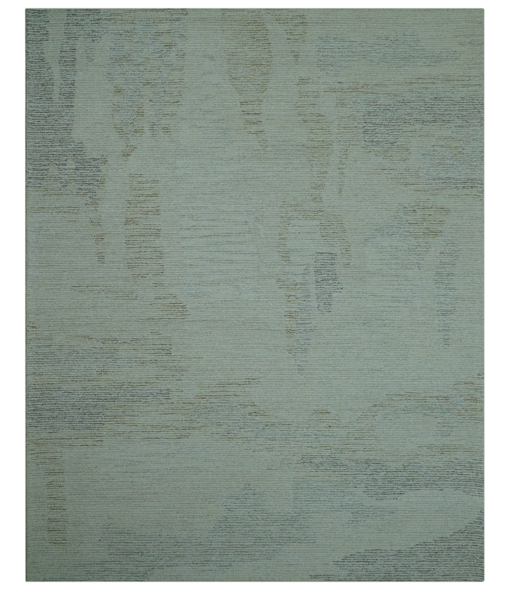 Custom Made Modern Abstract Design Ivory, Blue and Brown Hand Tufted Wool Area Rug - Image 12
