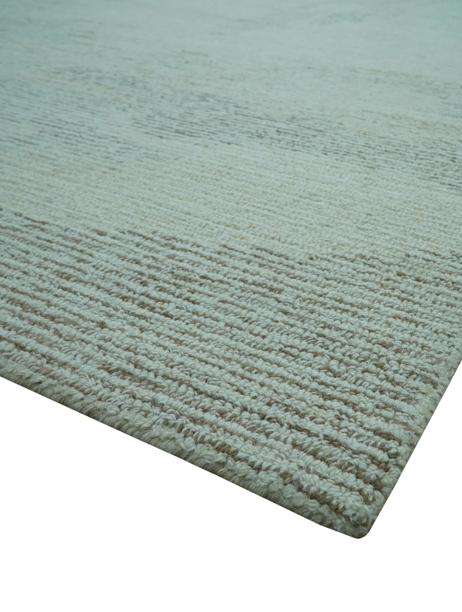 Custom Made Modern Abstract Design Ivory, Blue and Brown Hand Tufted Wool Area Rug - Image 9
