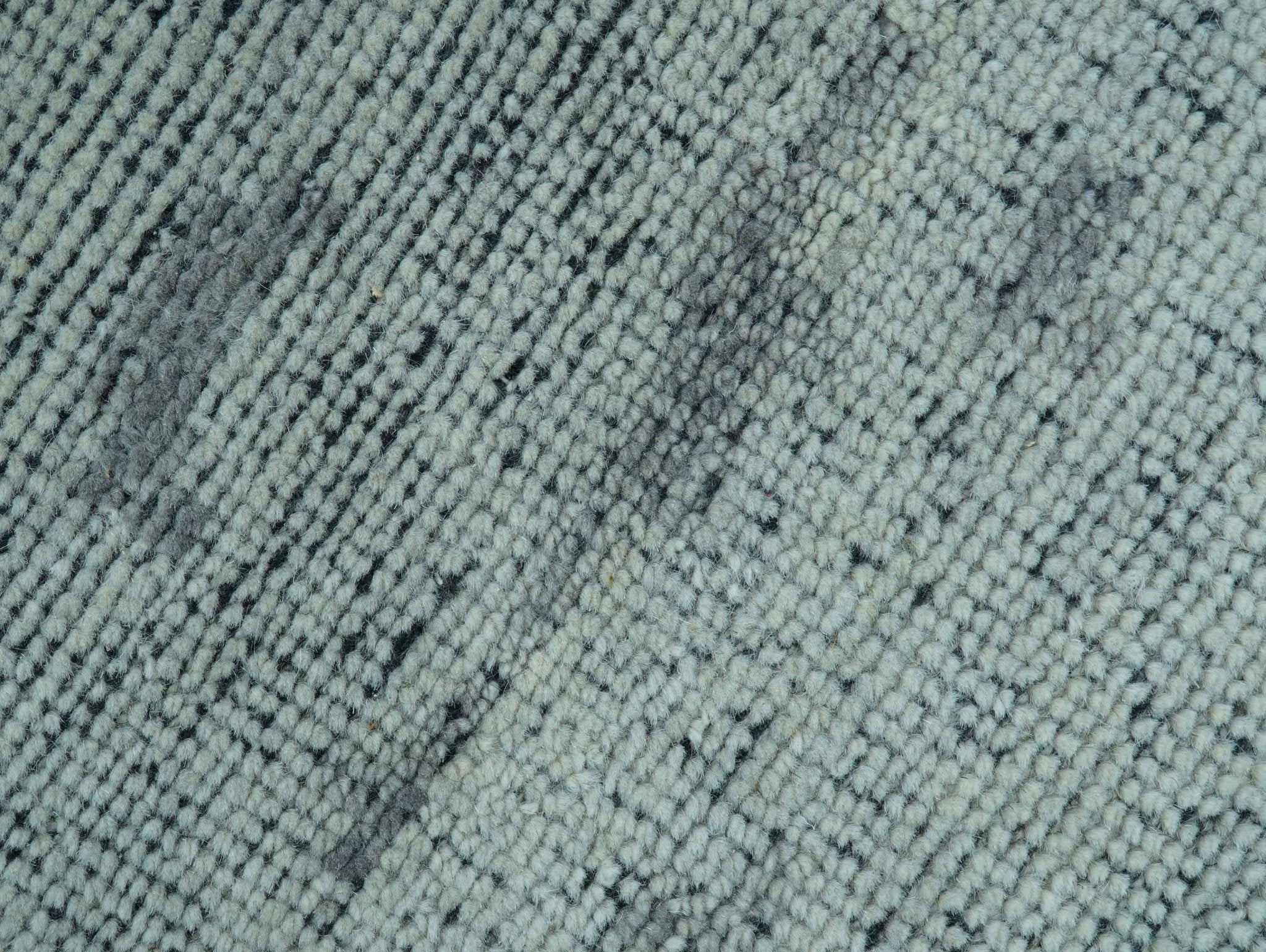Custom Made Modern Abstract Design Blue And Gray Hand Knotted Wool Area Rug - Image 4