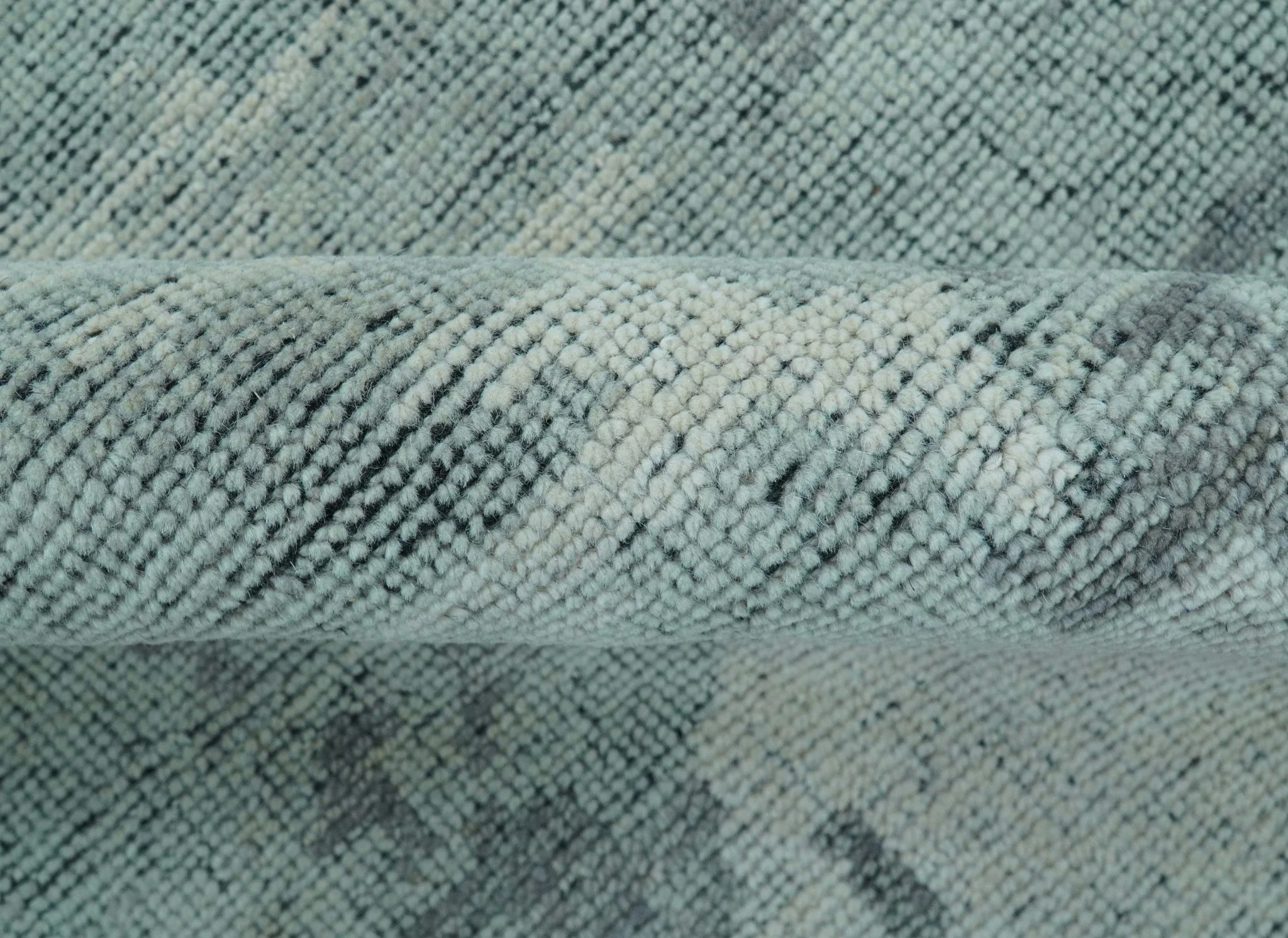 Custom Made Modern Abstract Design Blue And Gray Hand Knotted Wool Area Rug - Image 5
