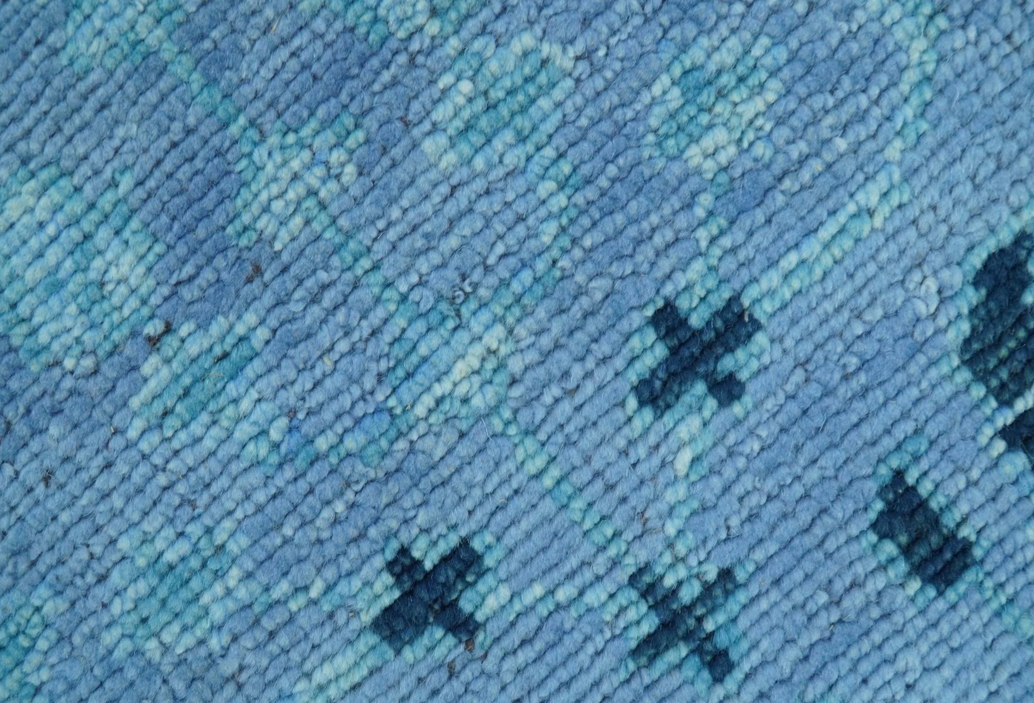 Custom Made Oriental Design Blue Hand Knotted Wool Rug - Image 7