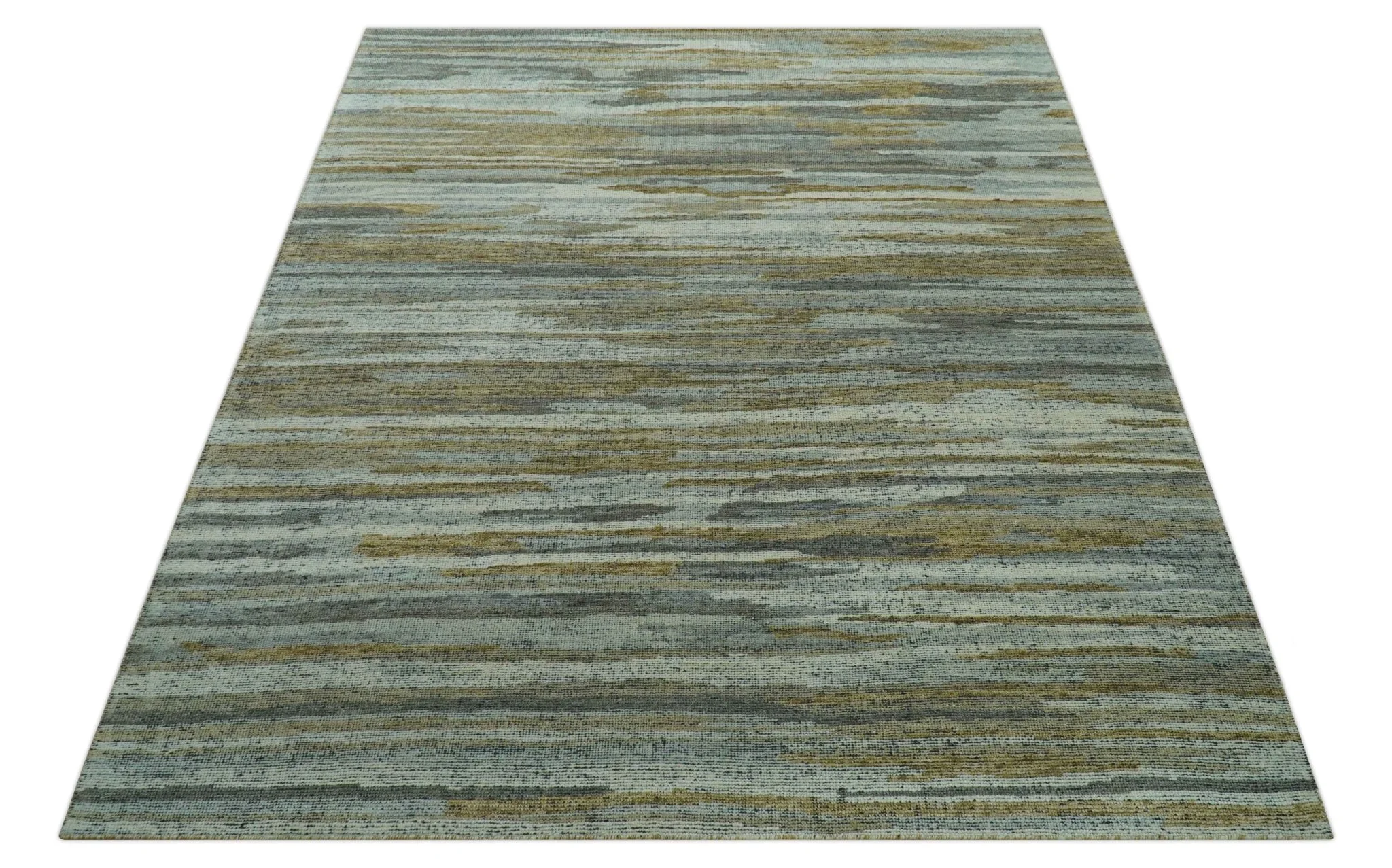 Custom Made Modern Abstract Design Brown And Gray Hand Knotted Wool Area Rug - Image 10