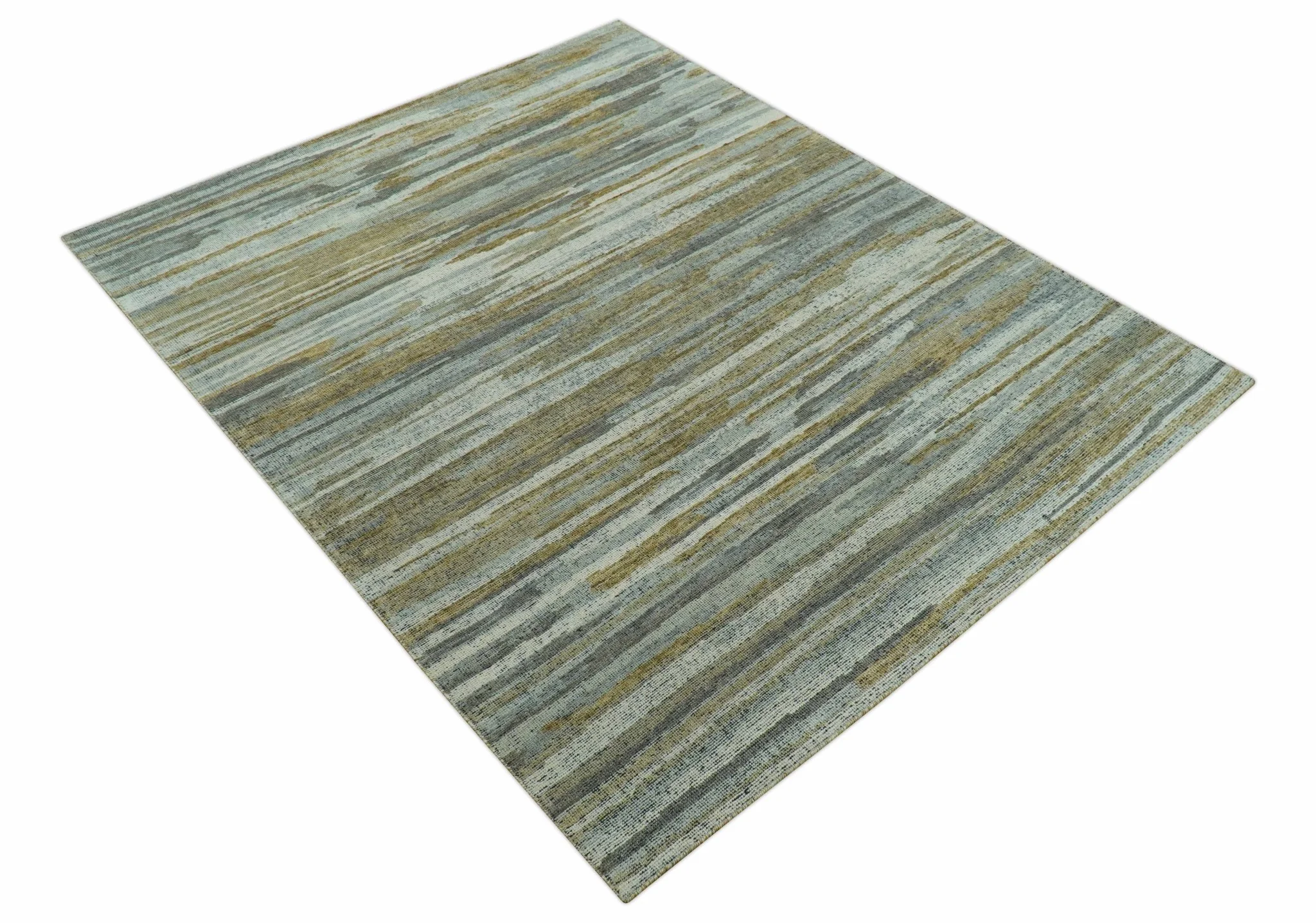 Custom Made Modern Abstract Design Brown And Gray Hand Knotted Wool Area Rug - Image 11