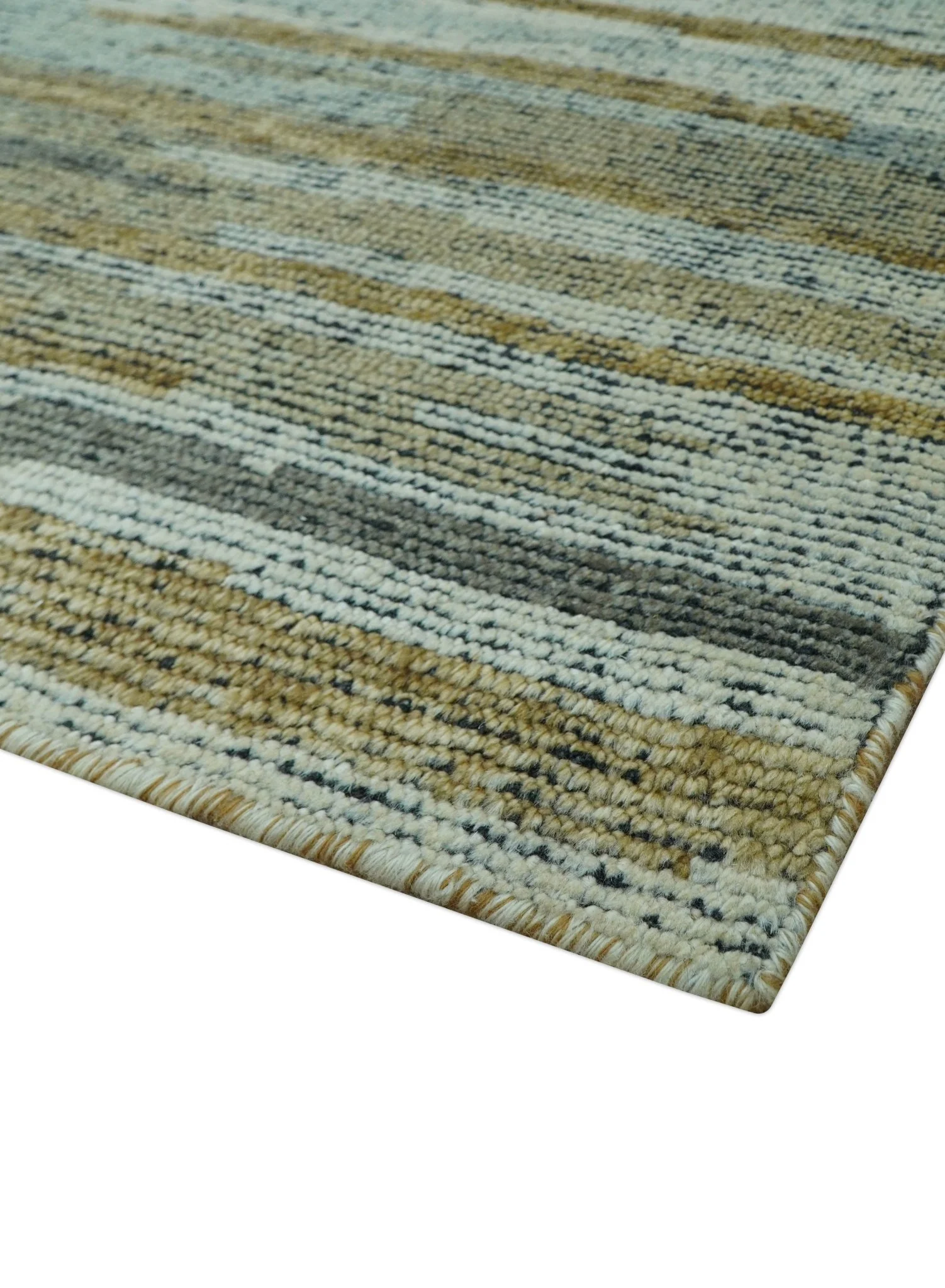 Custom Made Modern Abstract Design Brown And Gray Hand Knotted Wool Area Rug - Image 4