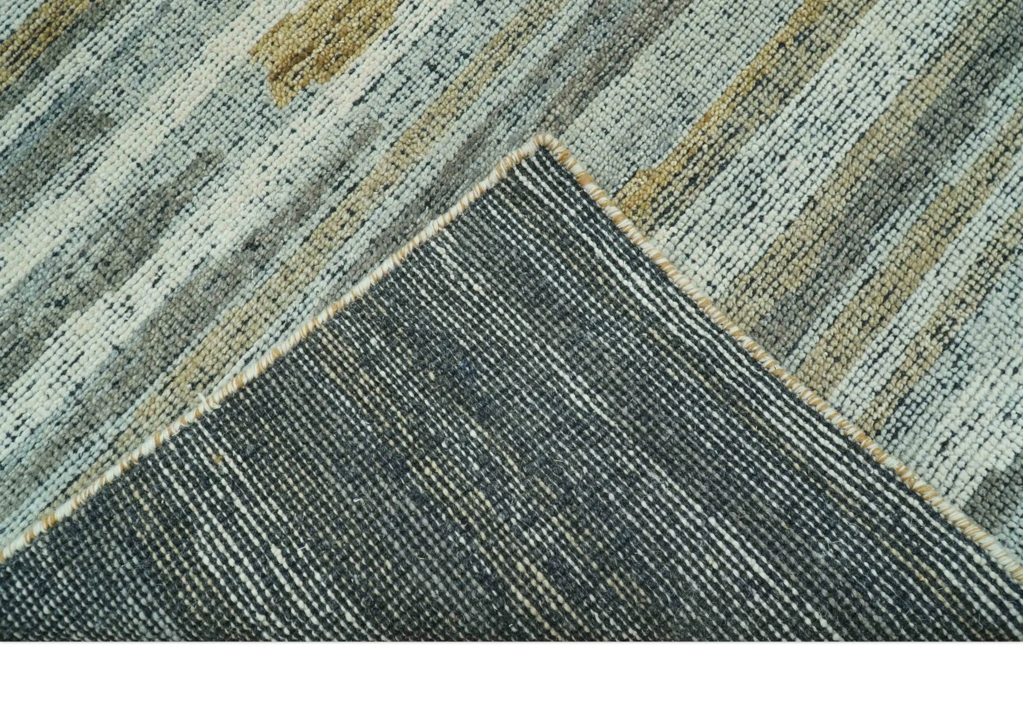 Custom Made Modern Abstract Design Brown And Gray Hand Knotted Wool Area Rug - Image 5