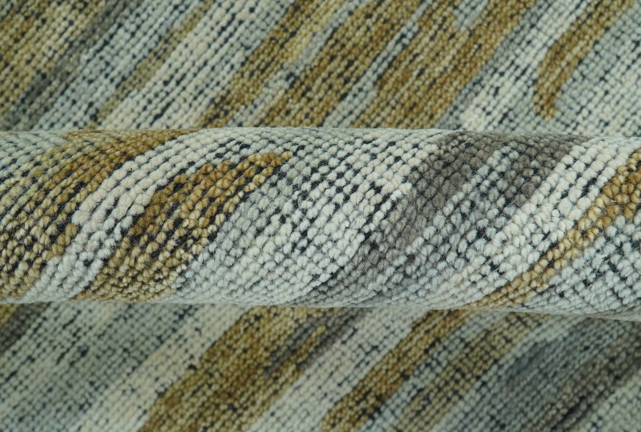Custom Made Modern Abstract Design Brown And Gray Hand Knotted Wool Area Rug - Image 8