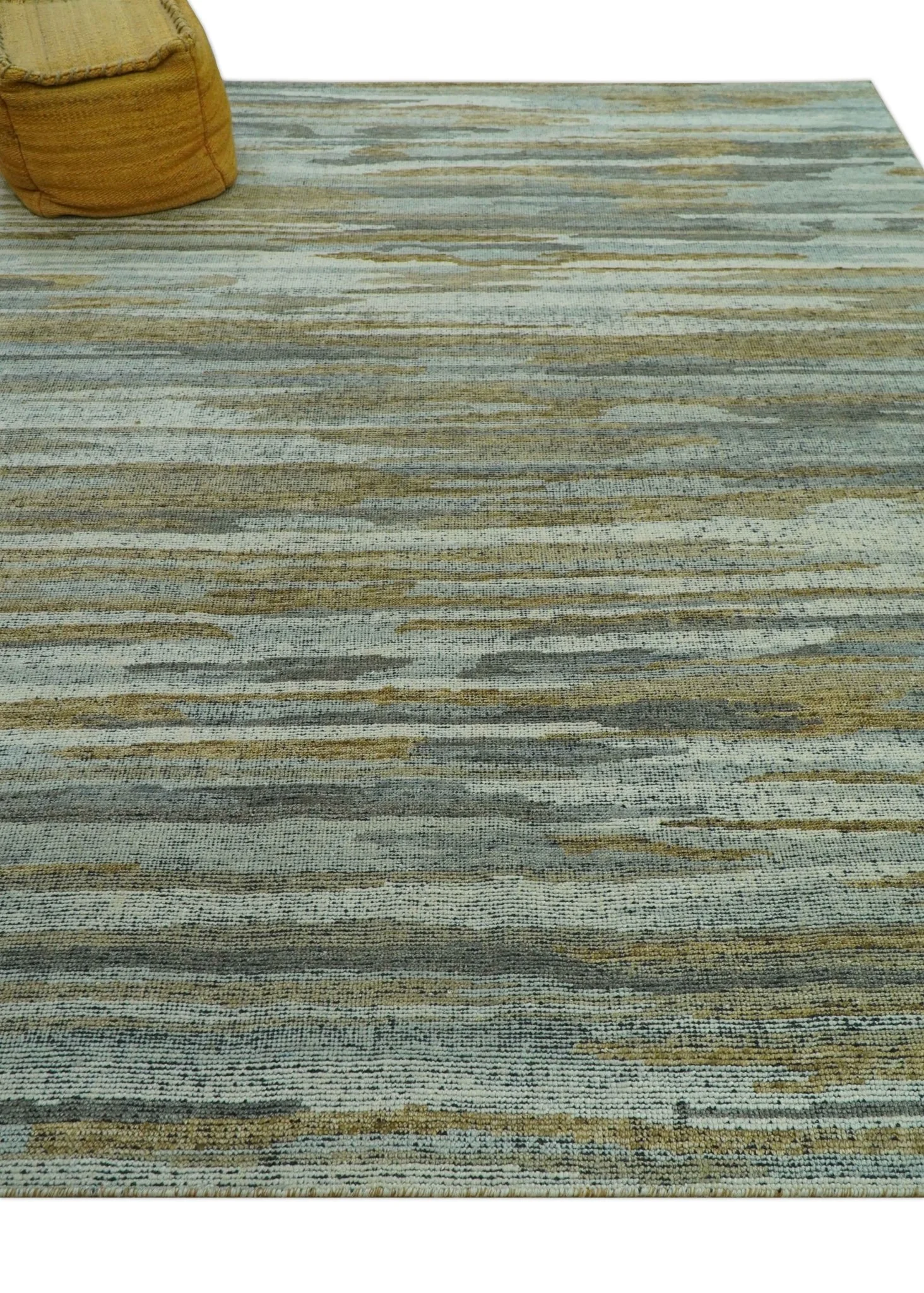 Custom Made Modern Abstract Design Brown And Gray Hand Knotted Wool Area Rug - Image 9