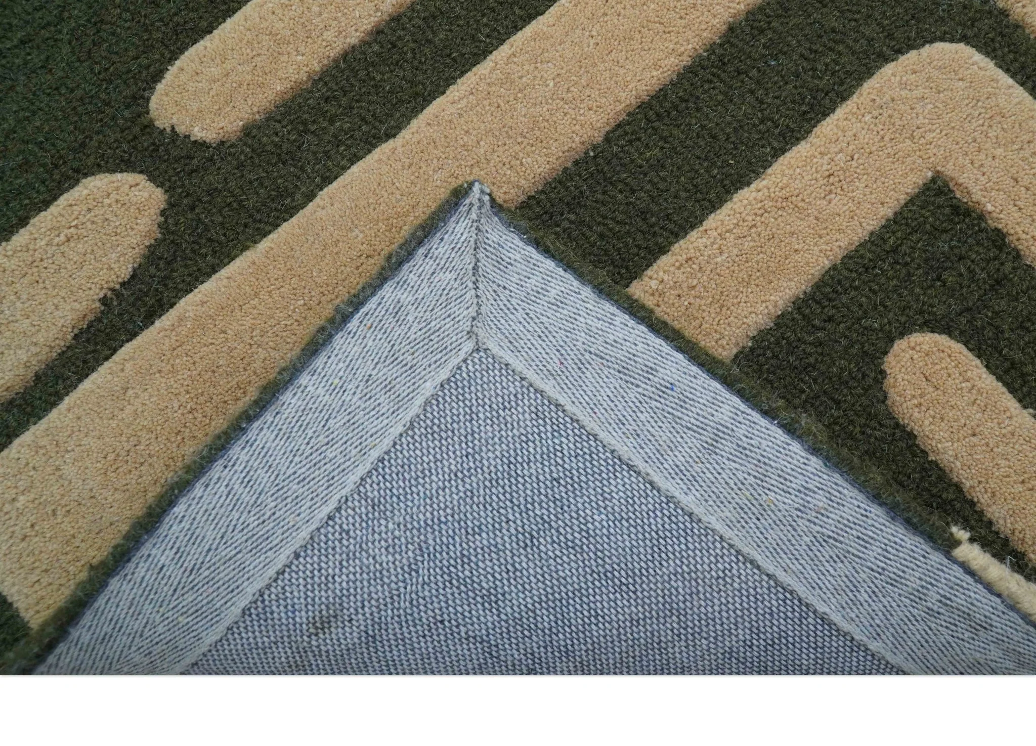 Maze Custom Made Modern Abstract Design Olive Hand Tufted Wool Area Rug - Image 5