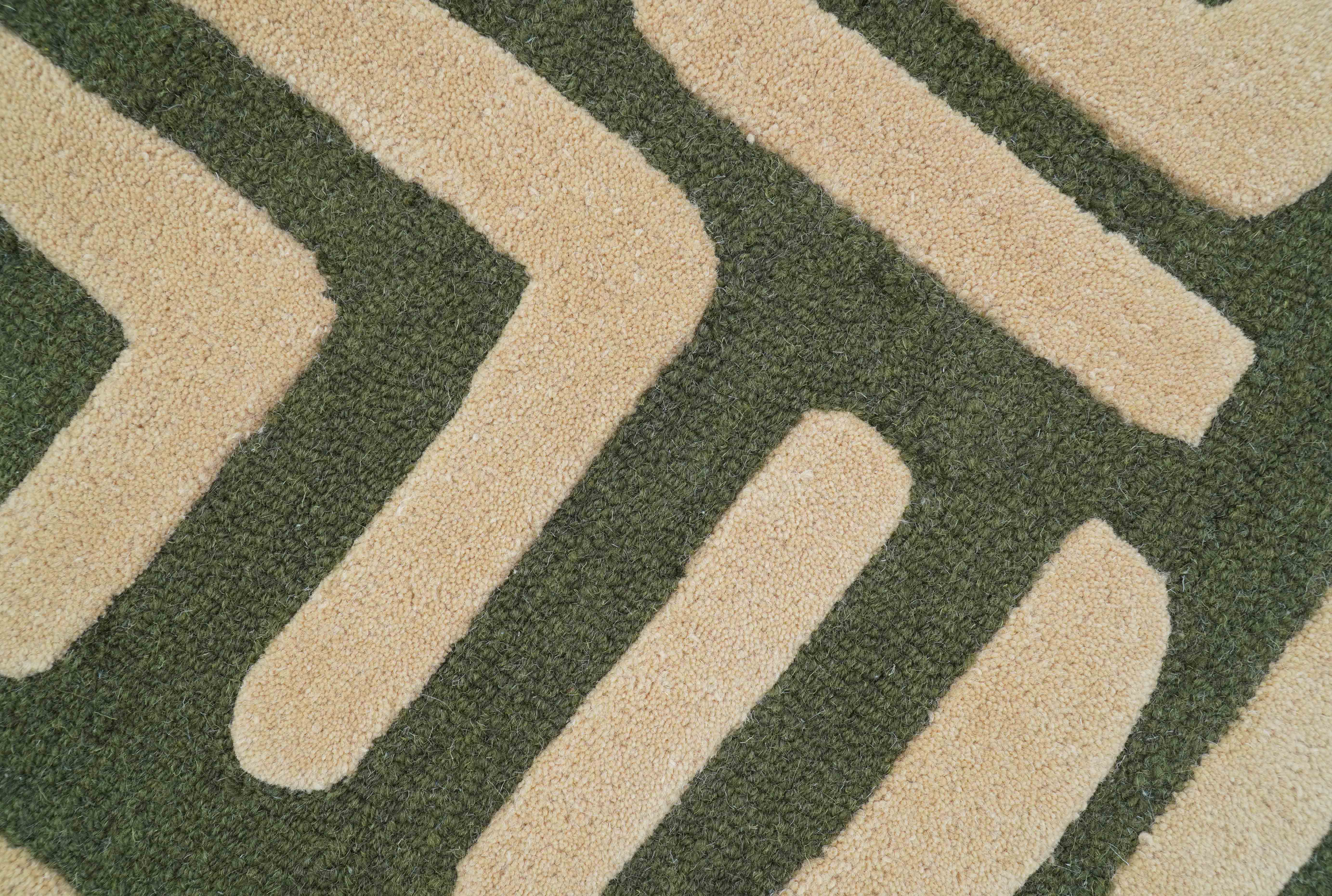 Maze Custom Made Modern Abstract Design Olive Hand Tufted Wool Area Rug - Image 8