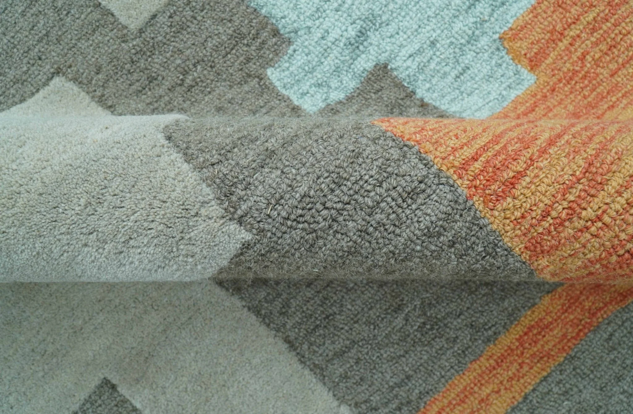 Custom Made Modern Abstract Gray And Blue Hand Tufted Wool Area Rug - Image 9