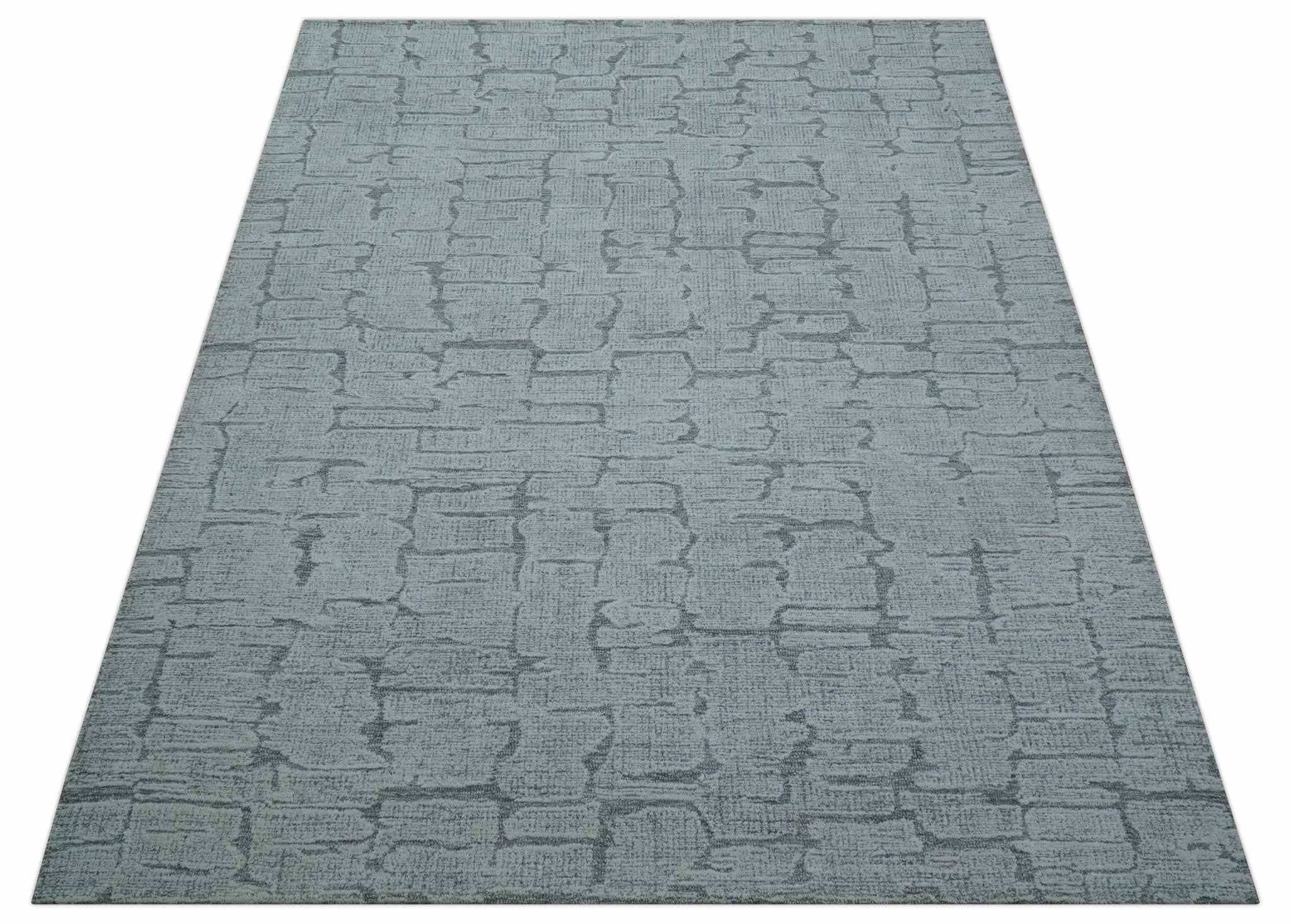Ella Custom Made Contemporary Gray And Ivory Hand Tufted wool rug - Image 10