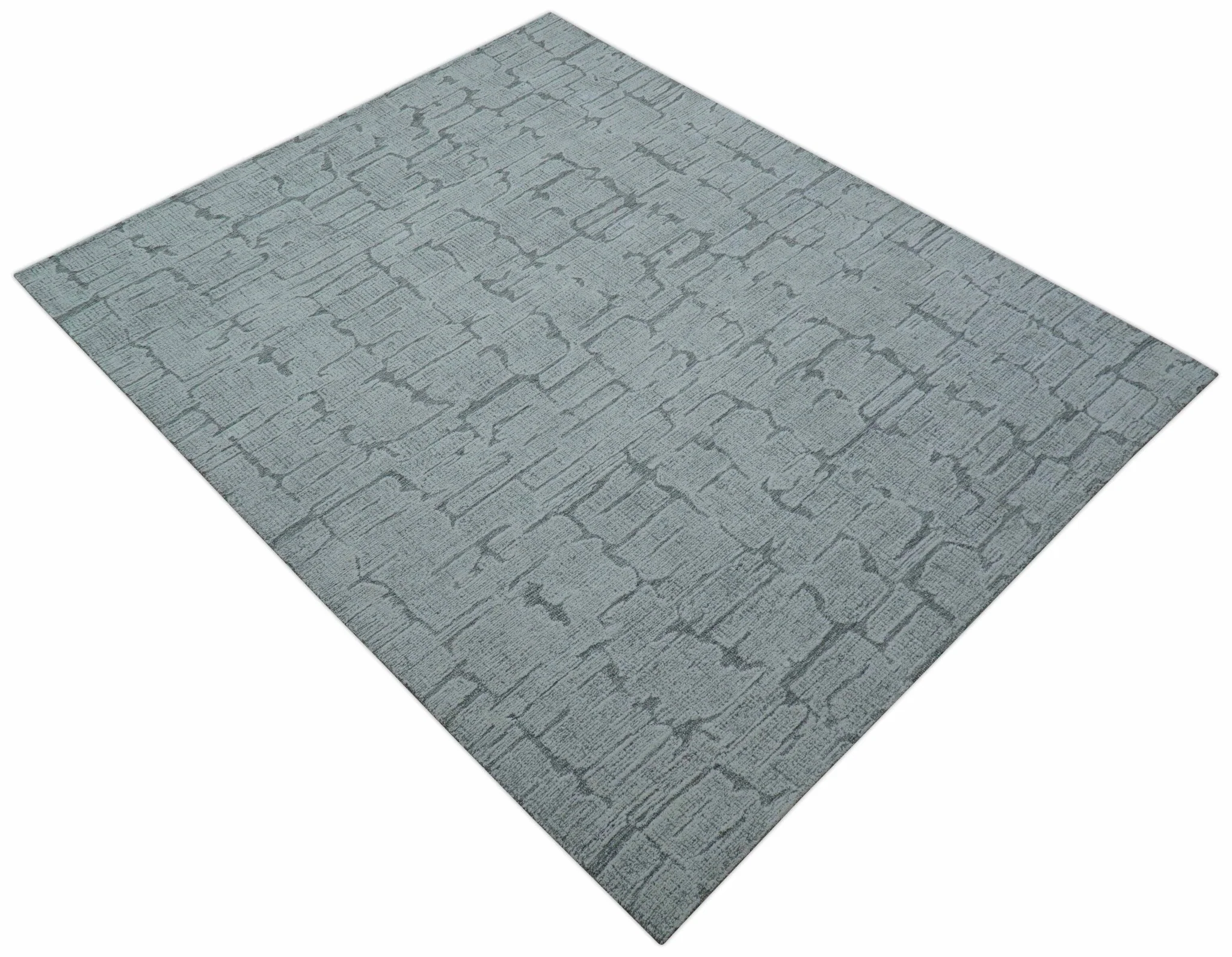 Ella Custom Made Contemporary Gray And Ivory Hand Tufted wool rug - Image 11