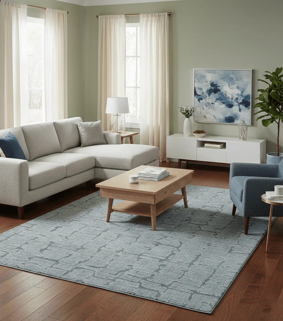 Ella Custom Made Contemporary Gray And Ivory Hand Tufted wool rug - Image 2