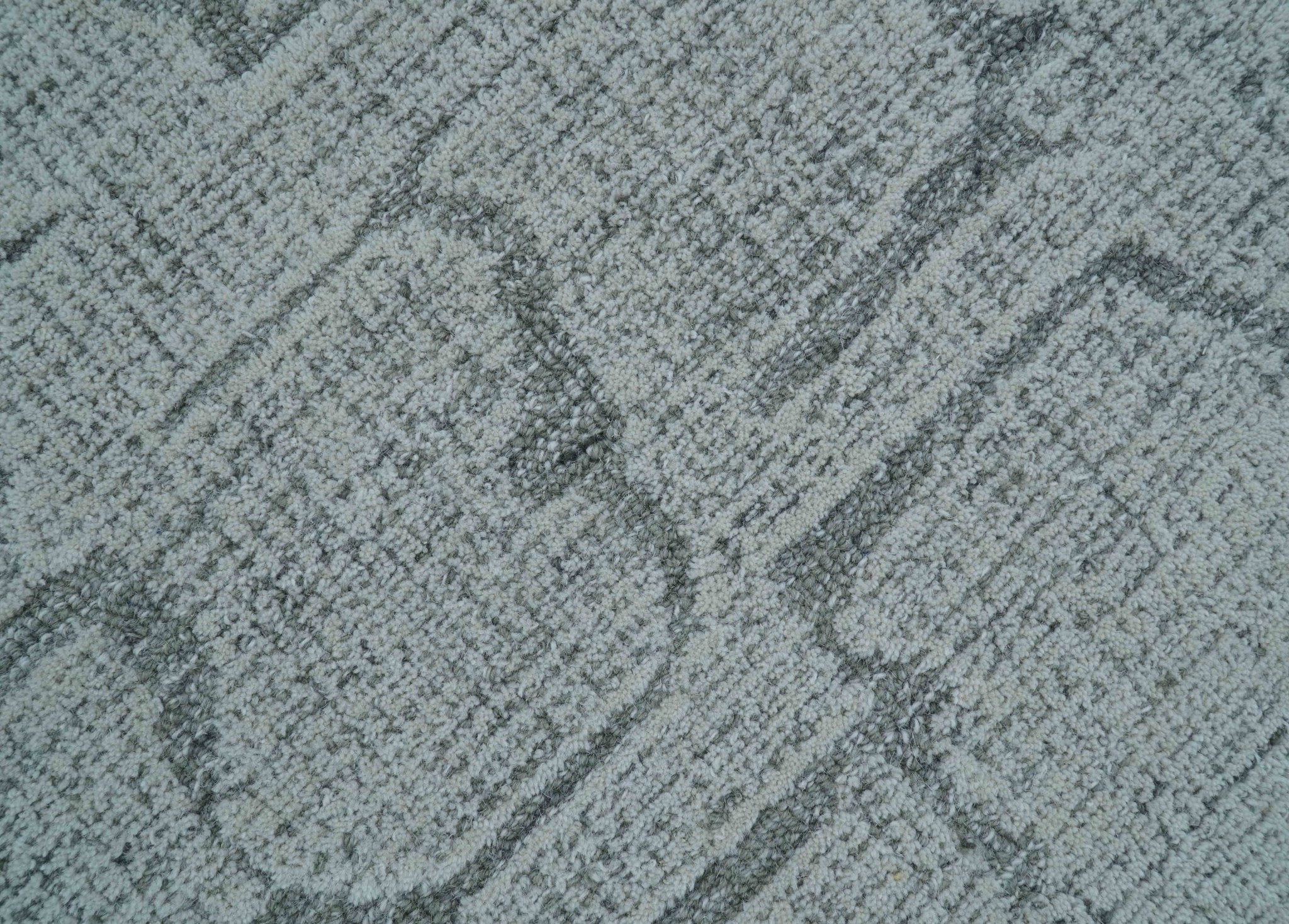 Ella Custom Made Contemporary Gray And Ivory Hand Tufted wool rug - Image 3