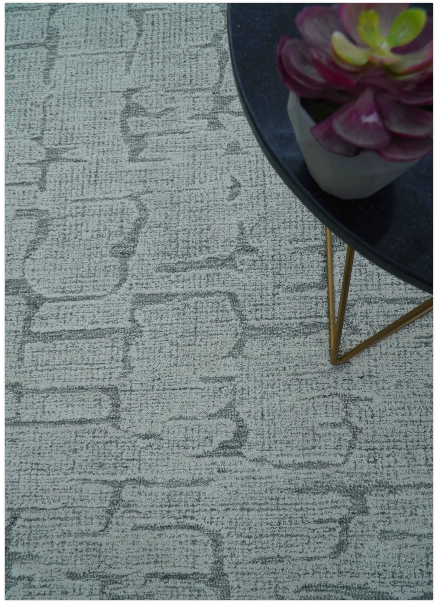 Ella Custom Made Contemporary Gray And Ivory Hand Tufted wool rug - Image 5