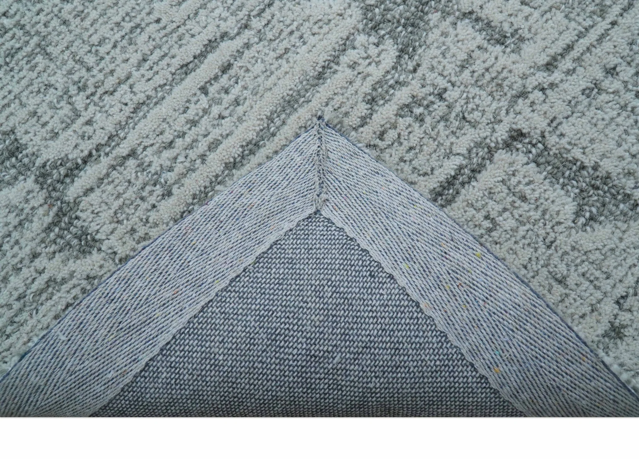 Ella Custom Made Contemporary Gray And Ivory Hand Tufted wool rug - Image 6
