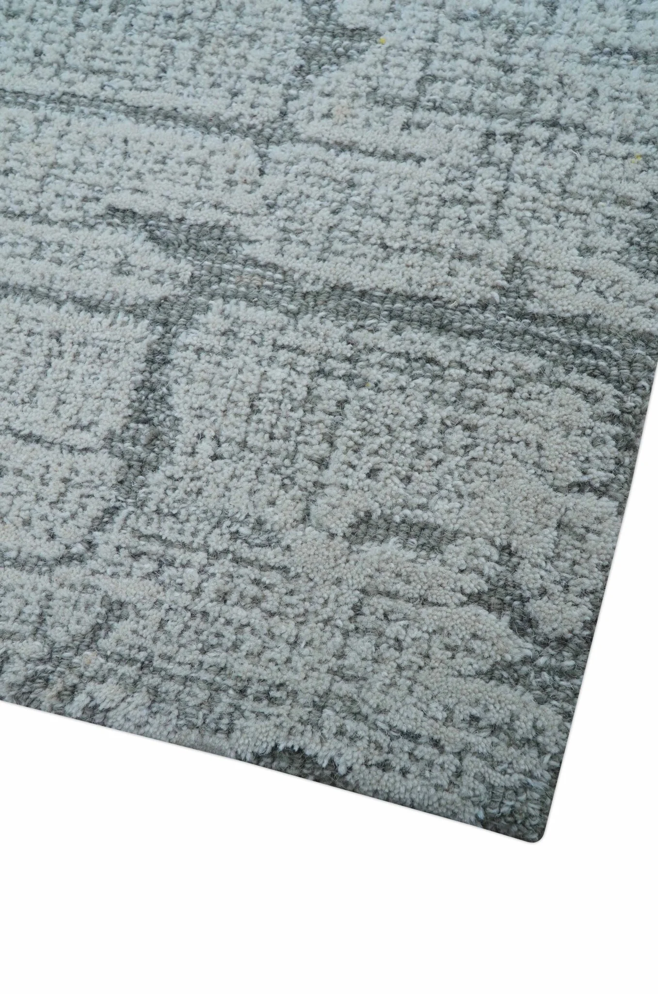 Ella Custom Made Contemporary Gray And Ivory Hand Tufted wool rug - Image 7