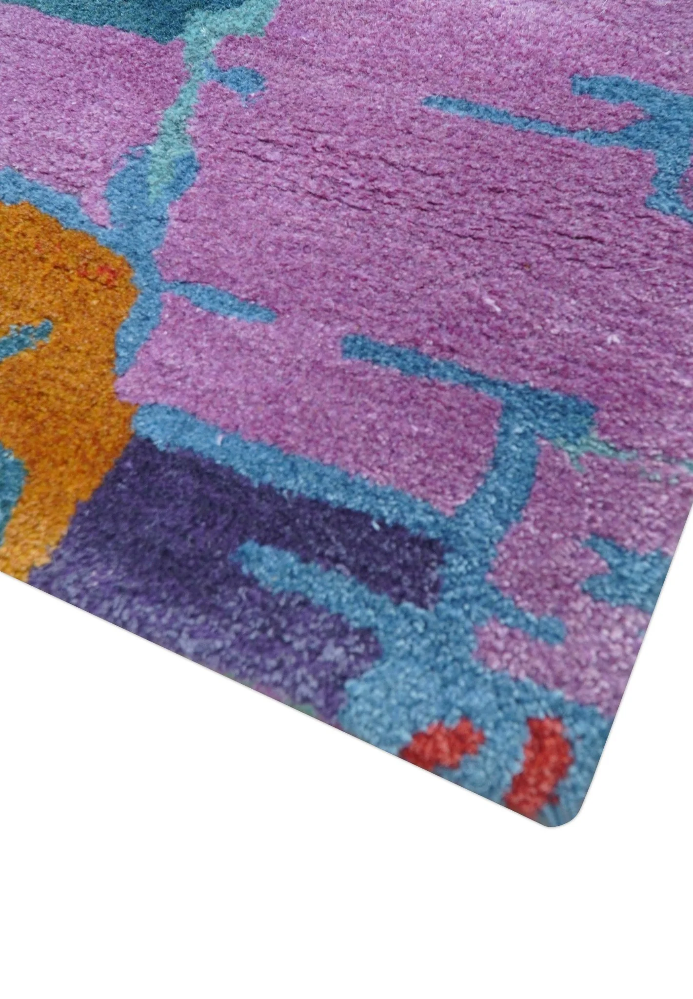 Custom Made Modern Abstract Multi-color Hand Tufted Wool-Art Silk Rug - Image 5