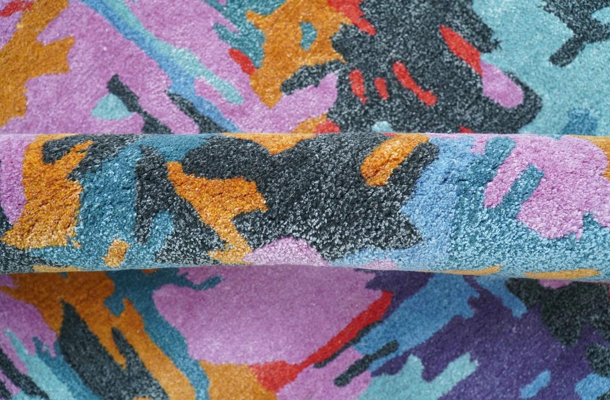 Custom Made Modern Abstract Multi-color Hand Tufted Wool-Art Silk Rug - Image 8