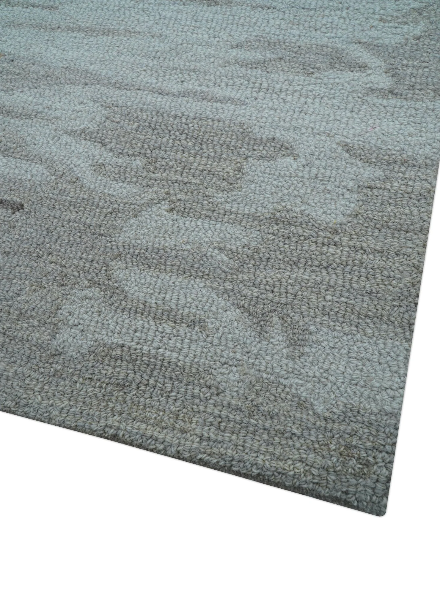 Custom Made Modern Abstract Silver And Blue Hand Tufted Wool  Rug - Image 10