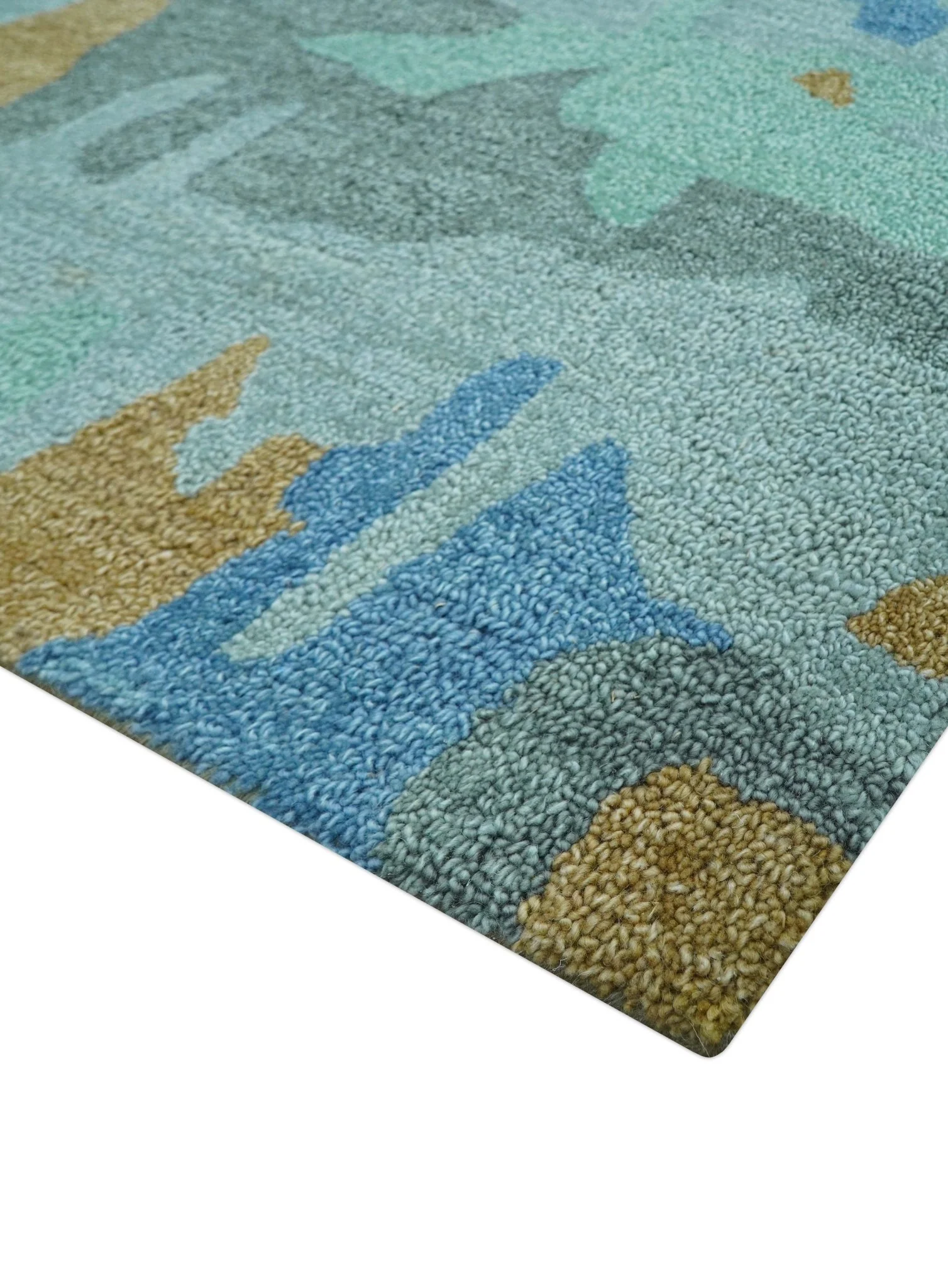 Custom Made Modern Blue Abstract Design Hand Tufted Wool And Viscose Area Rug - Image 6