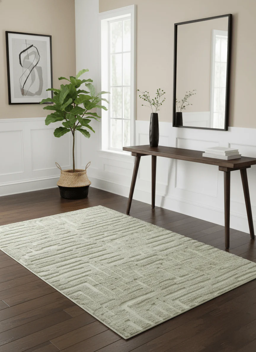 Custom Made Modern Contemporary Beige Hand Knotted Wool Area Rug - Image 2