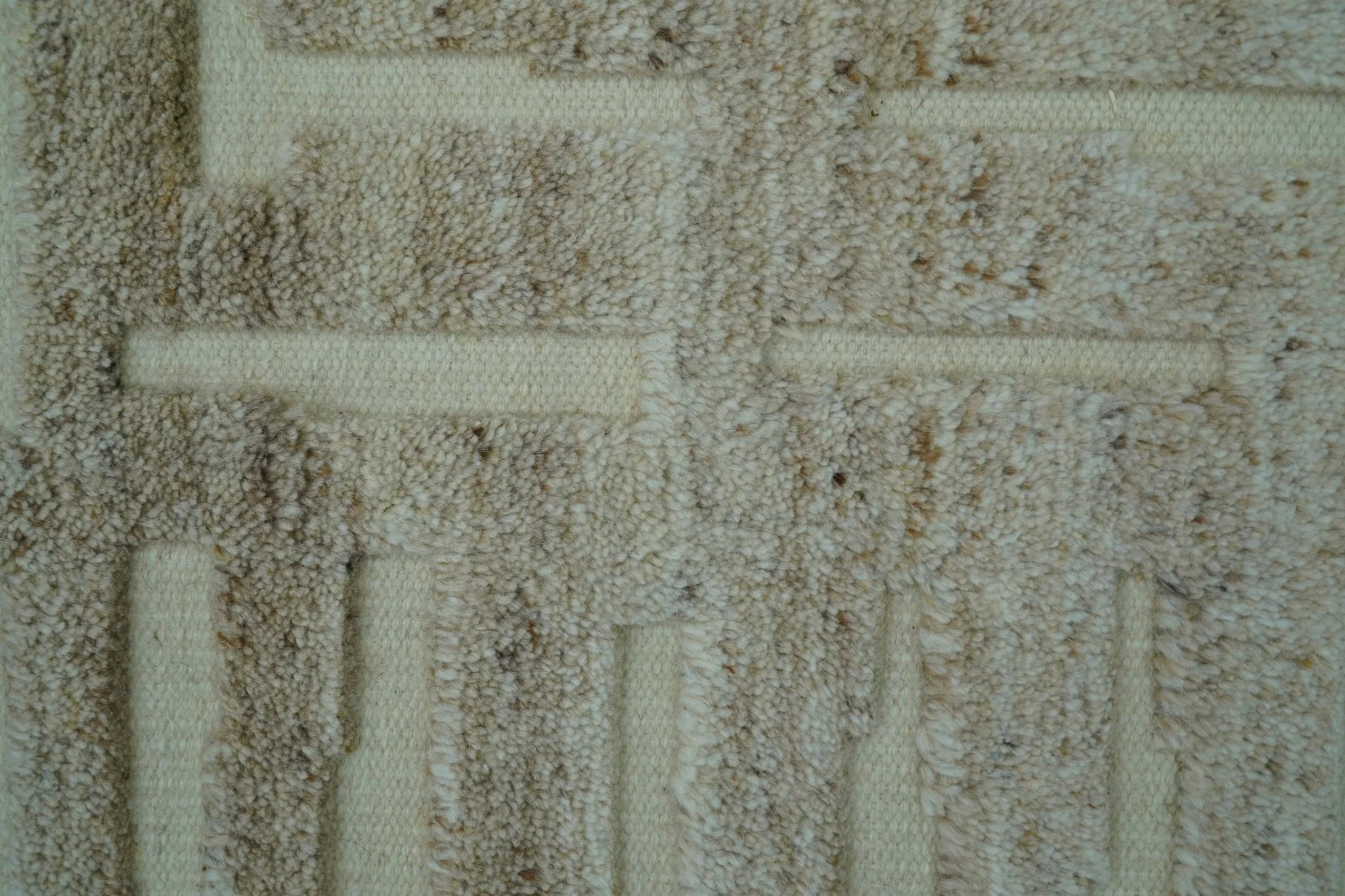 Custom Made Modern Contemporary Beige Hand Knotted Wool Area Rug - Image 5