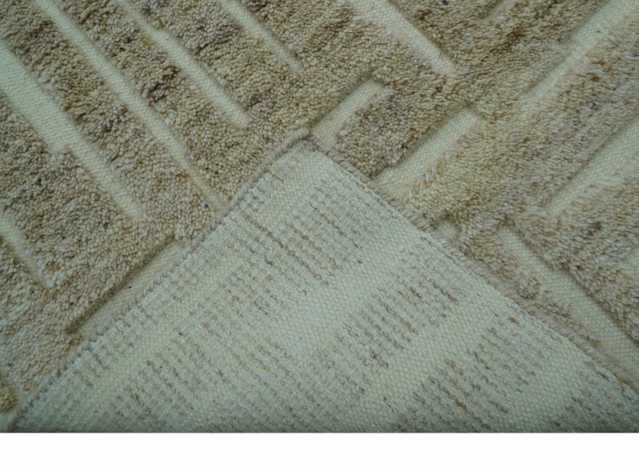 Custom Made Modern Contemporary Beige Hand Knotted Wool Area Rug - Image 7