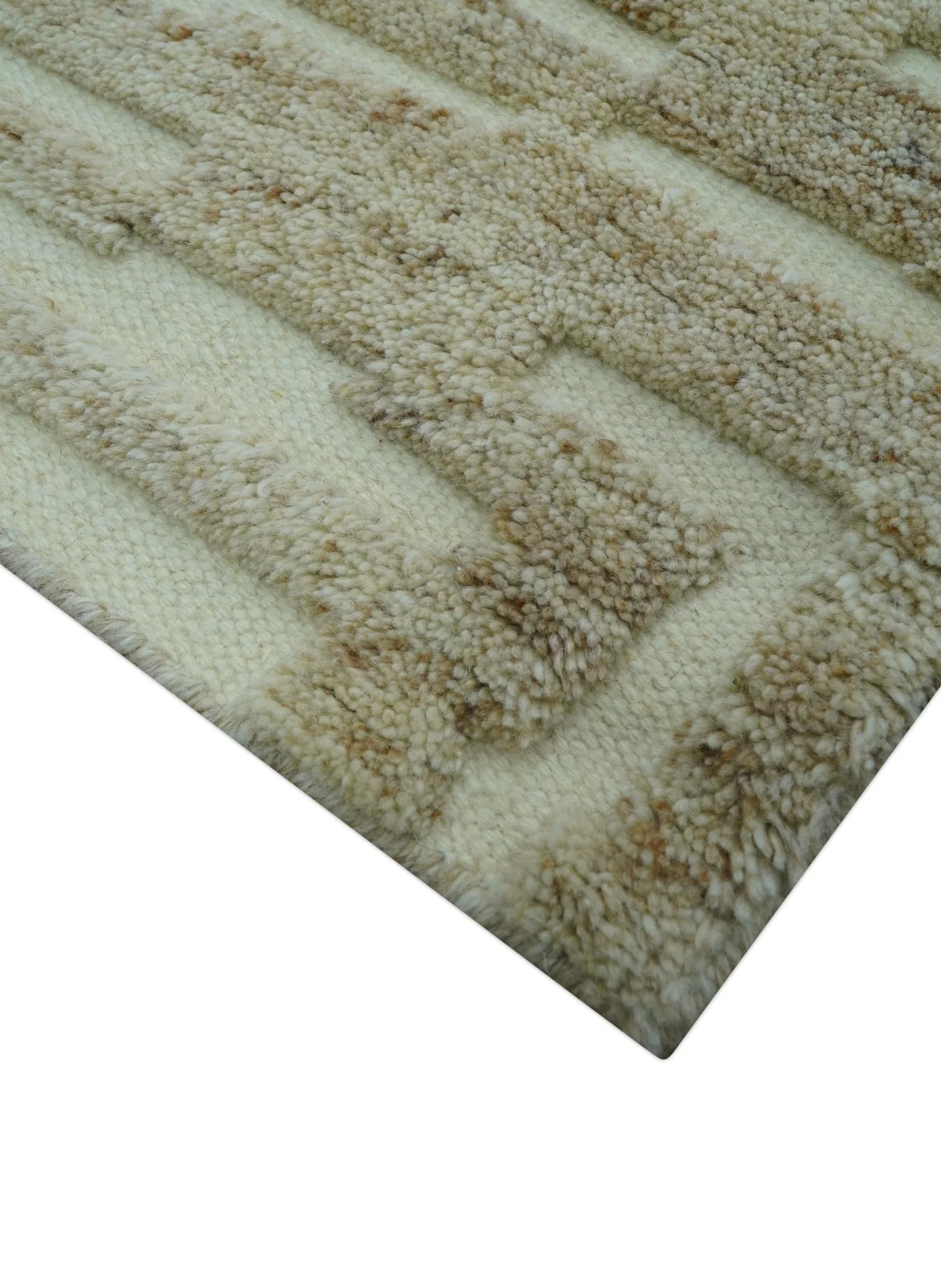 Custom Made Modern Contemporary Beige Hand Knotted Wool Area Rug - Image 9