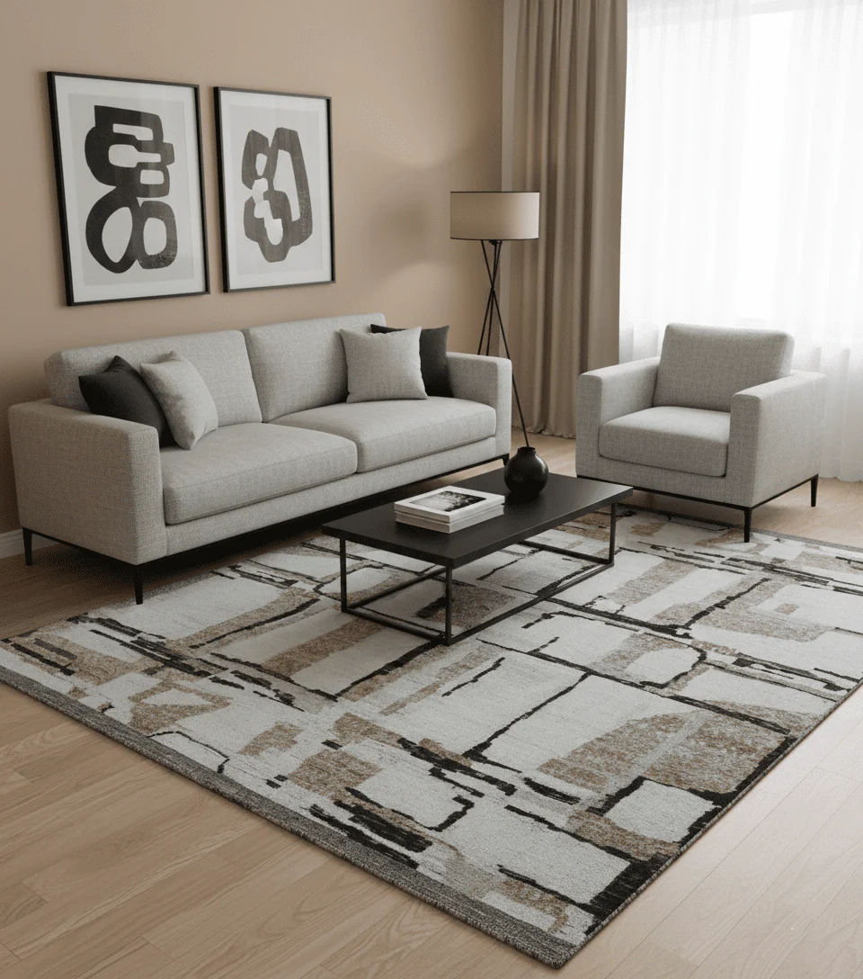 Fossil Custom Made Modern Contemporary Brown Hand knotted Wool Rug - Image 2