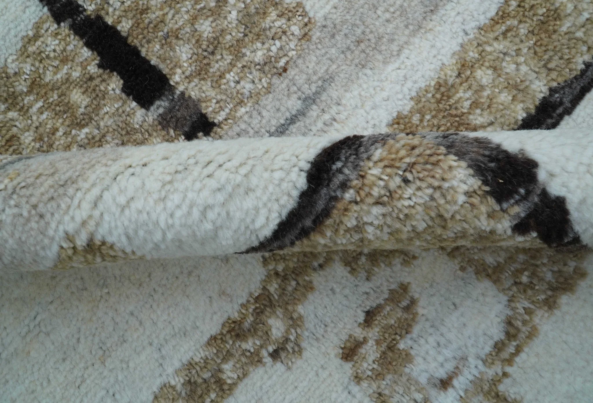 Fossil Custom Made Modern Contemporary Brown Hand knotted Wool Rug - Image 4