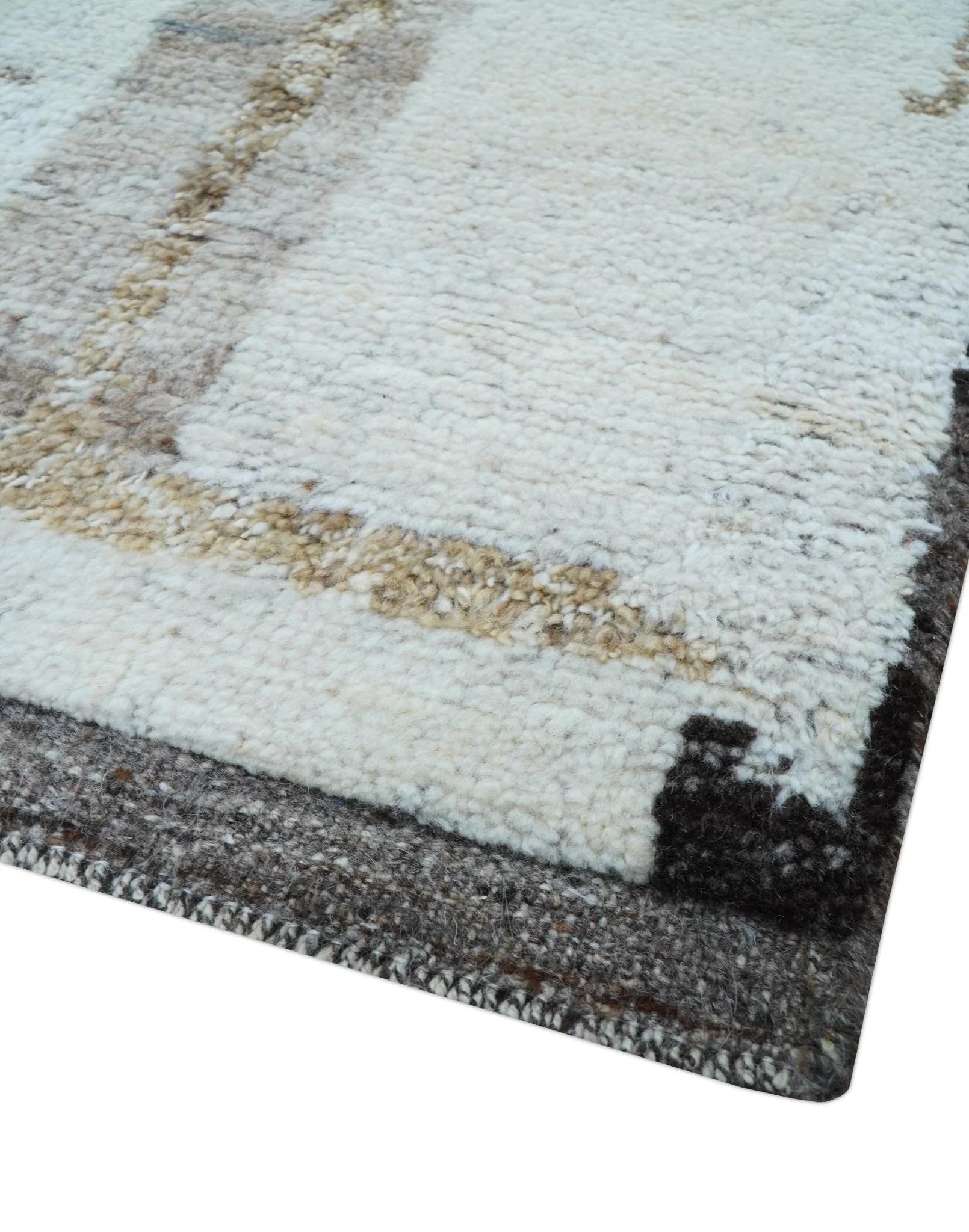 Fossil Custom Made Modern Contemporary Brown Hand knotted Wool Rug - Image 7