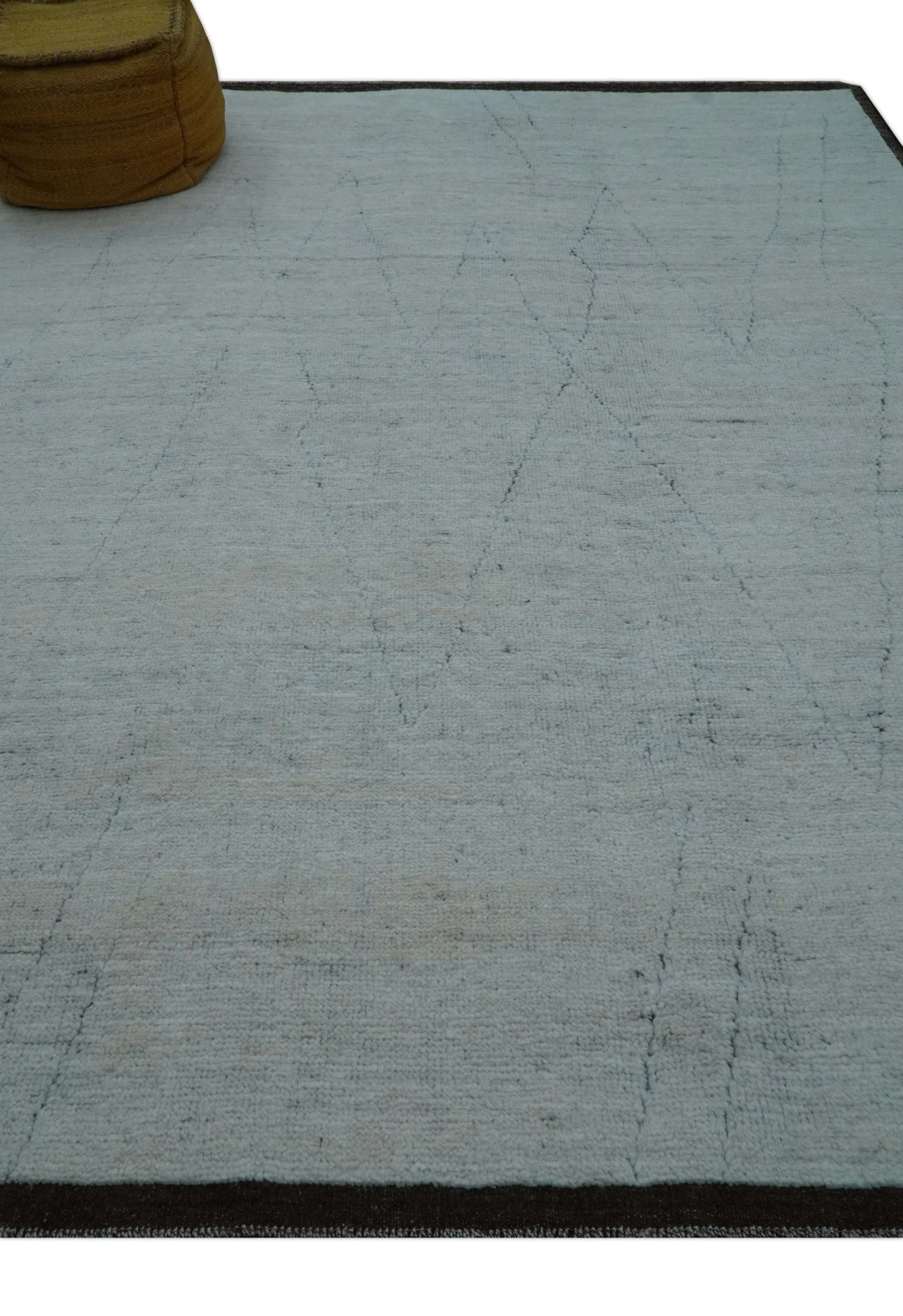 Custom Made Modern Contemporary White and Brown Hand Knotted Wool Rug - Image 9