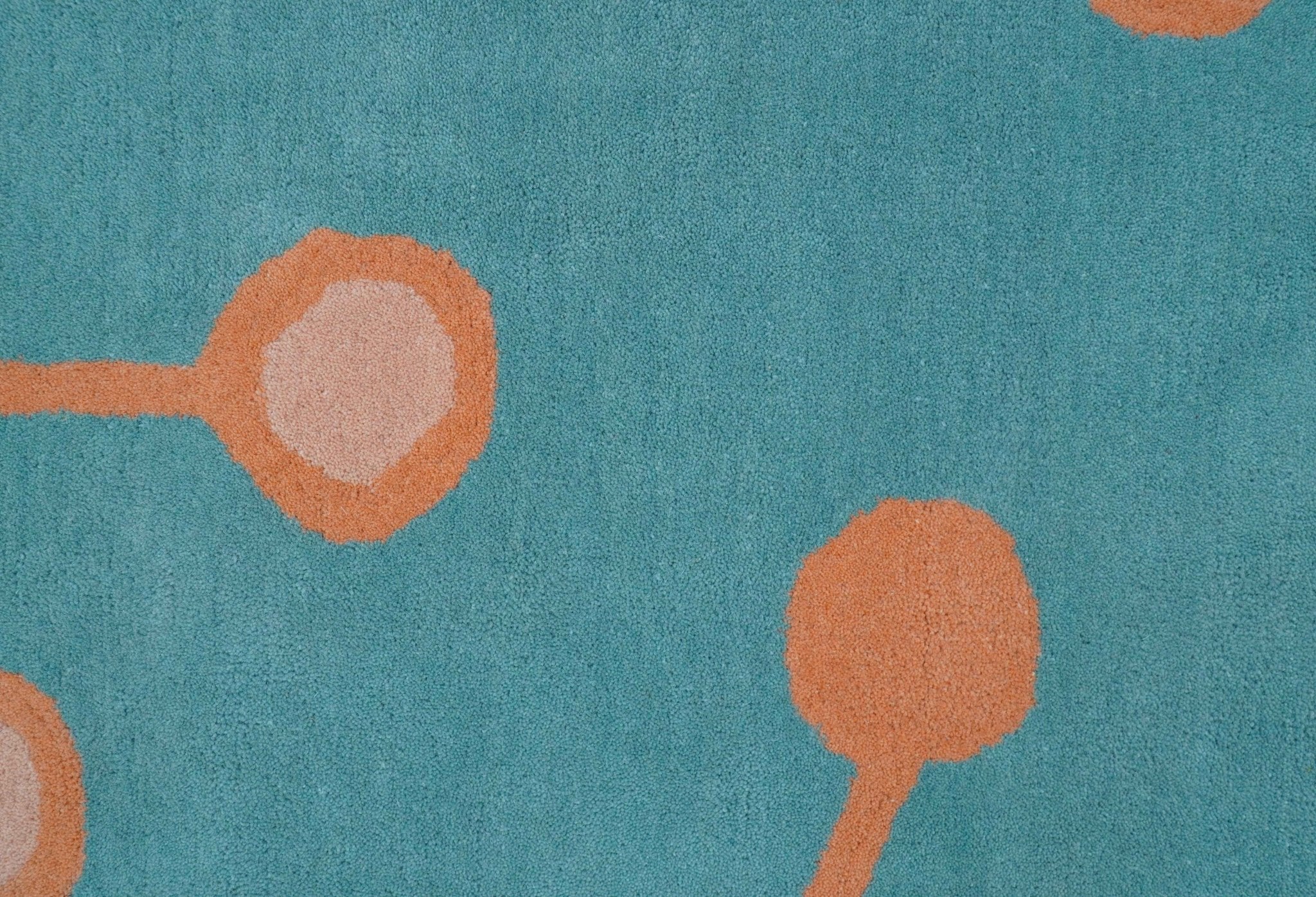 Custom Made Modern Floral Design Blue Hand Tufted Wool Area Rug - Image 3