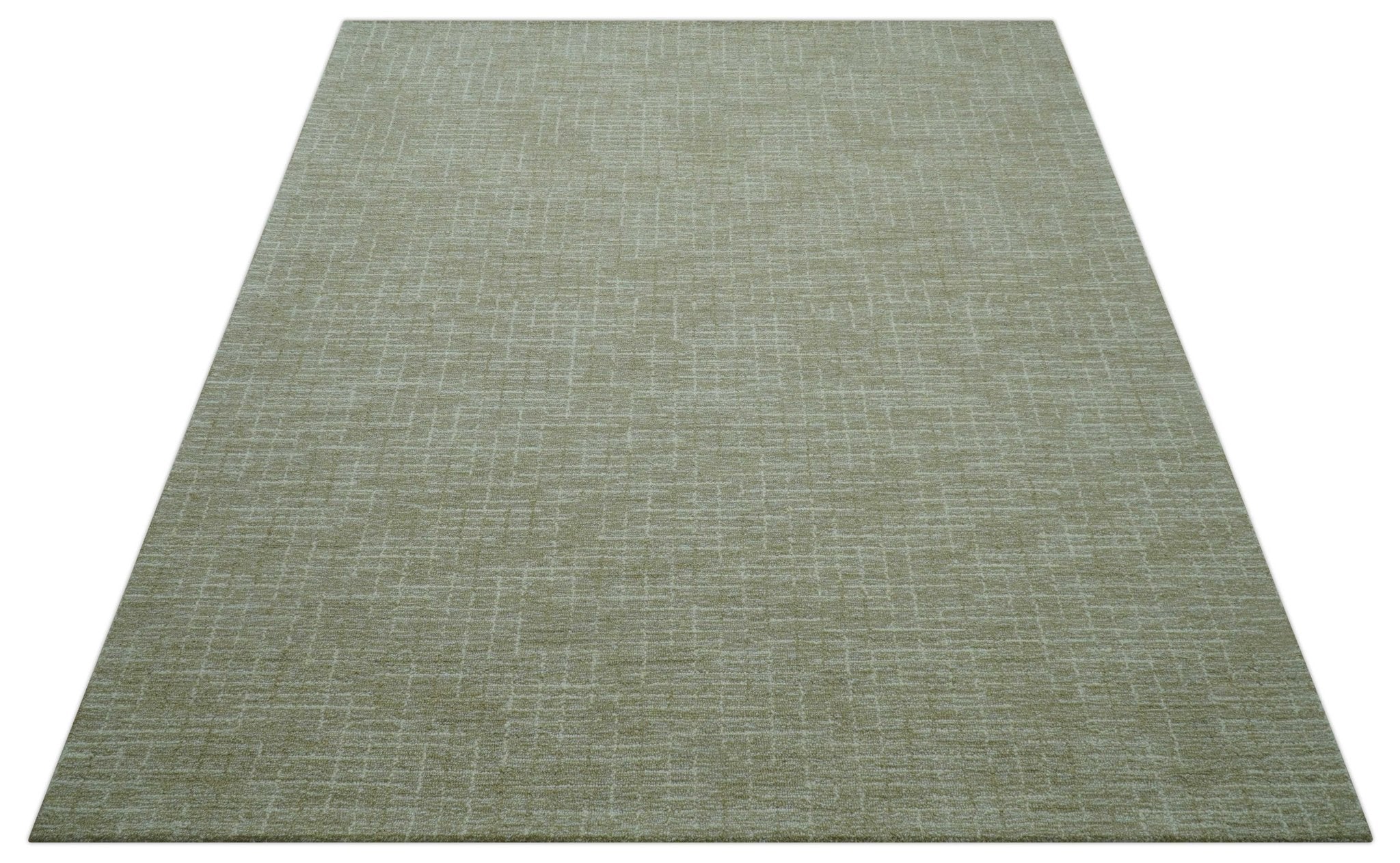 Custom Made Modern Geometrical Beige Hand Tufted Wool Area Rug - Image 10