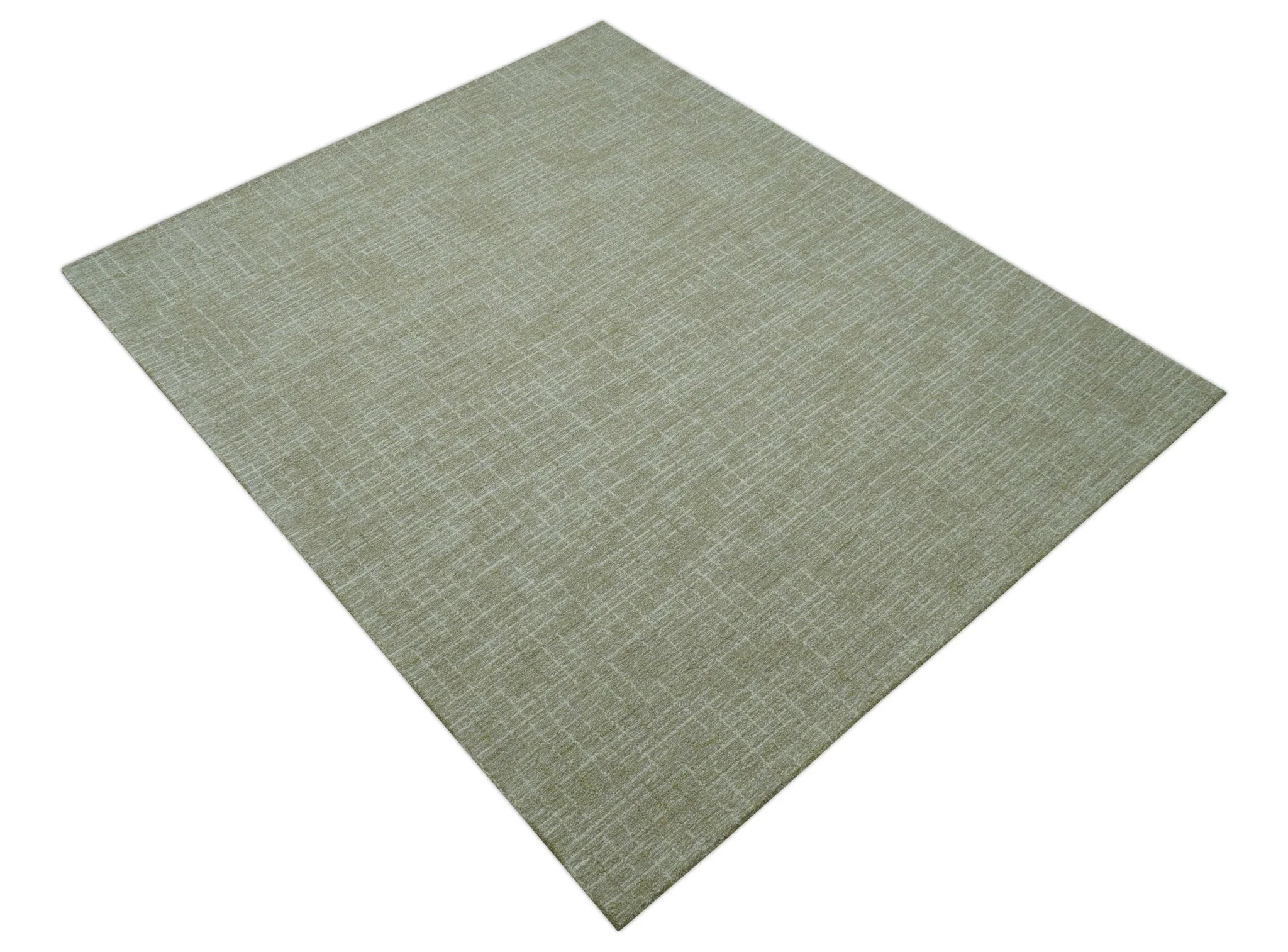Custom Made Modern Geometrical Beige Hand Tufted Wool Area Rug - Image 11