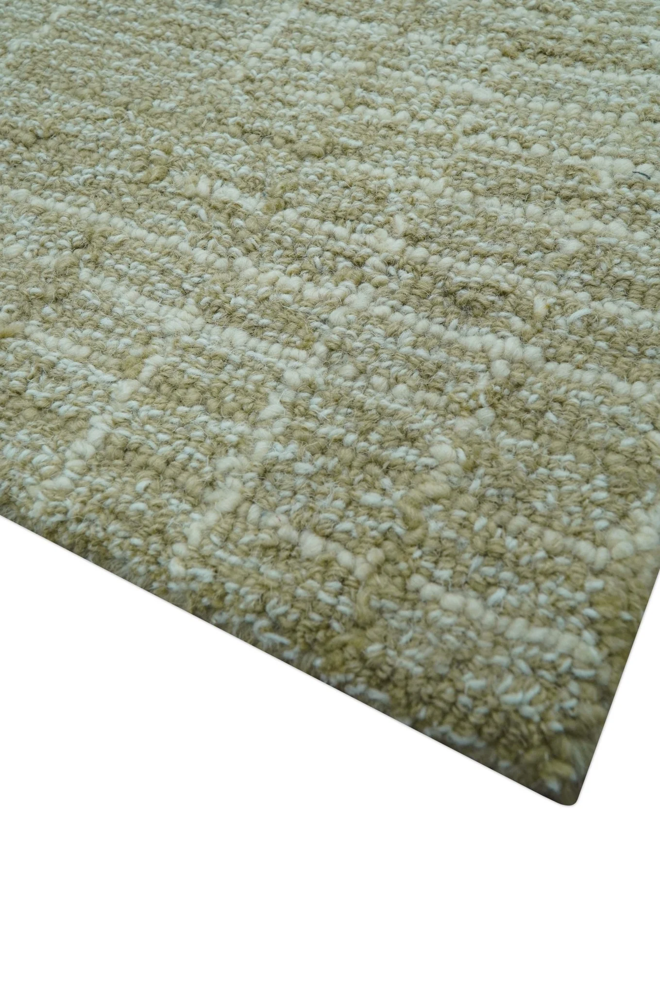 Custom Made Modern Geometrical Beige Hand Tufted Wool Area Rug - Image 6