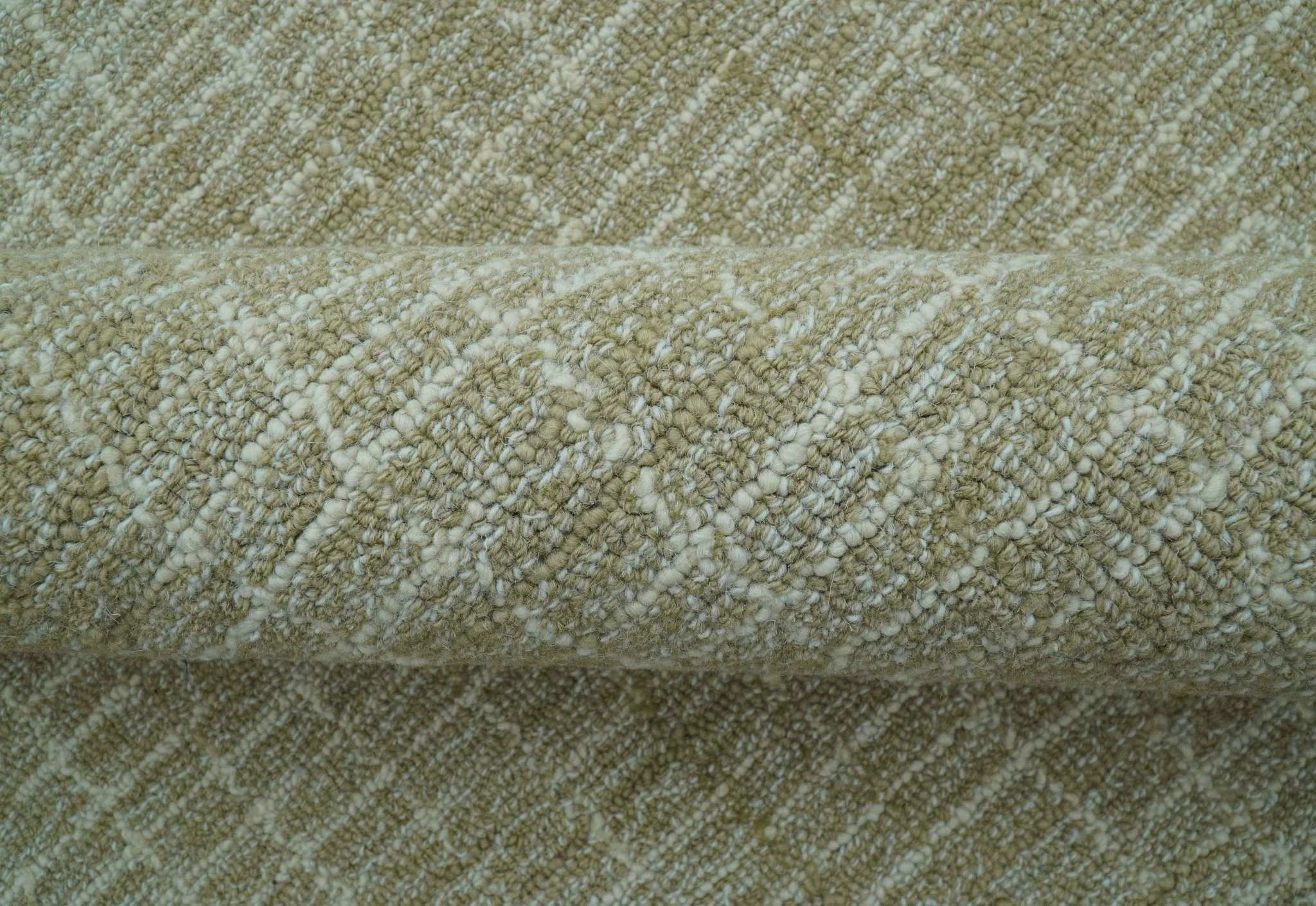 Custom Made Modern Geometrical Beige Hand Tufted Wool Area Rug - Image 9