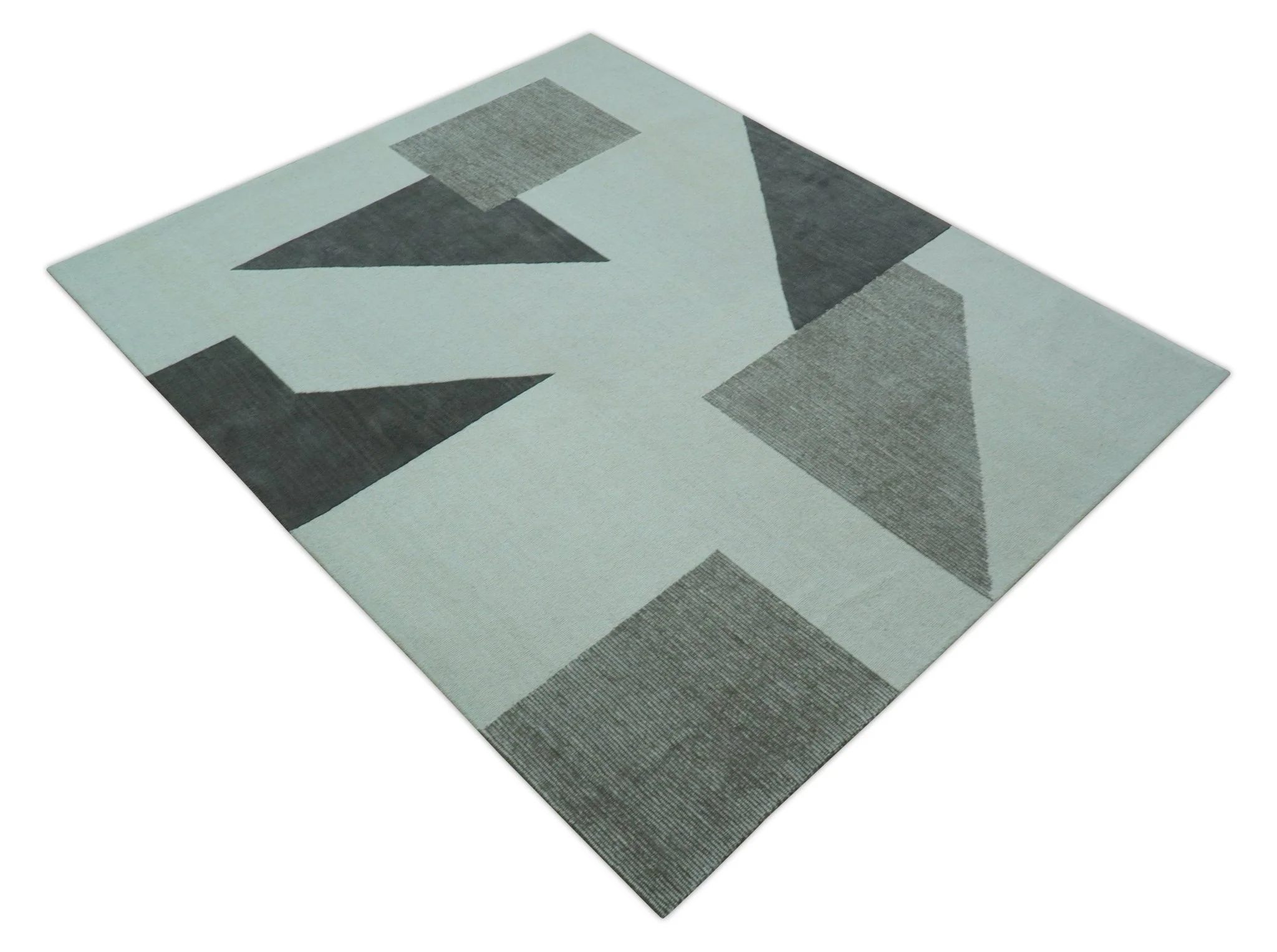 Azure Custom Made Geometrical Charcoal And Gray Hand Tufted Wool  Rug - Image 11