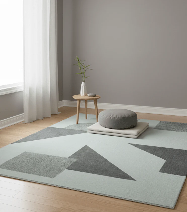 Azure Custom Made Geometrical Charcoal And Gray Hand Tufted Wool  Rug - Image 2