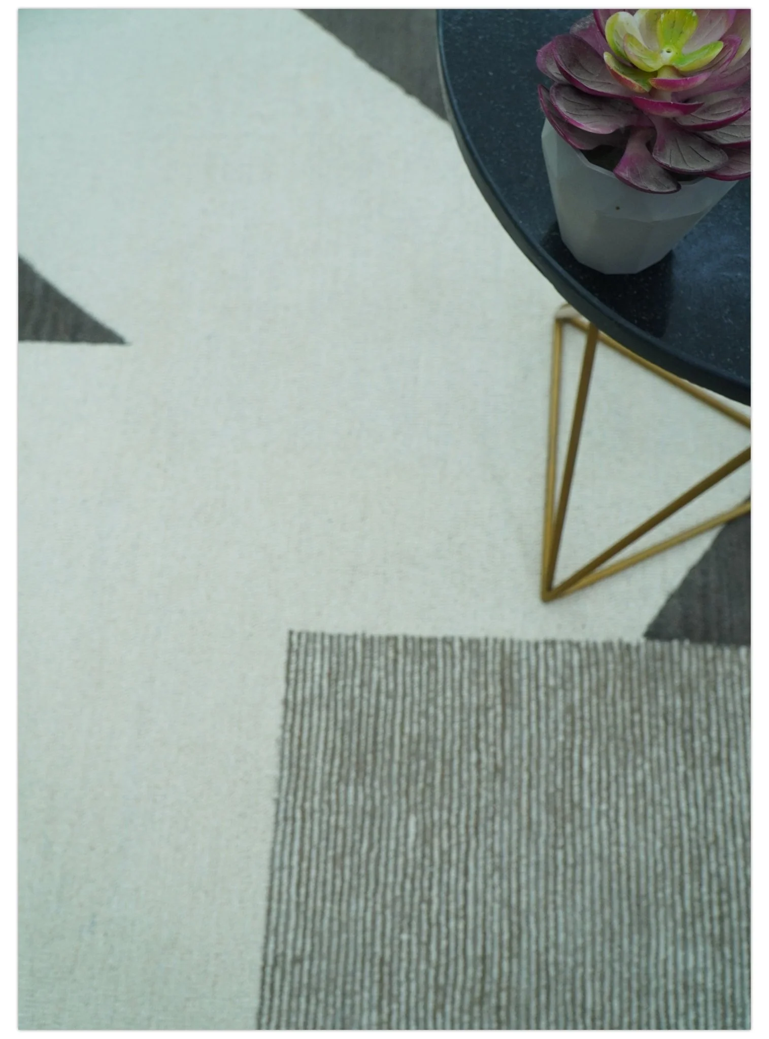 Azure Custom Made Geometrical Charcoal And Gray Hand Tufted Wool  Rug - Image 3