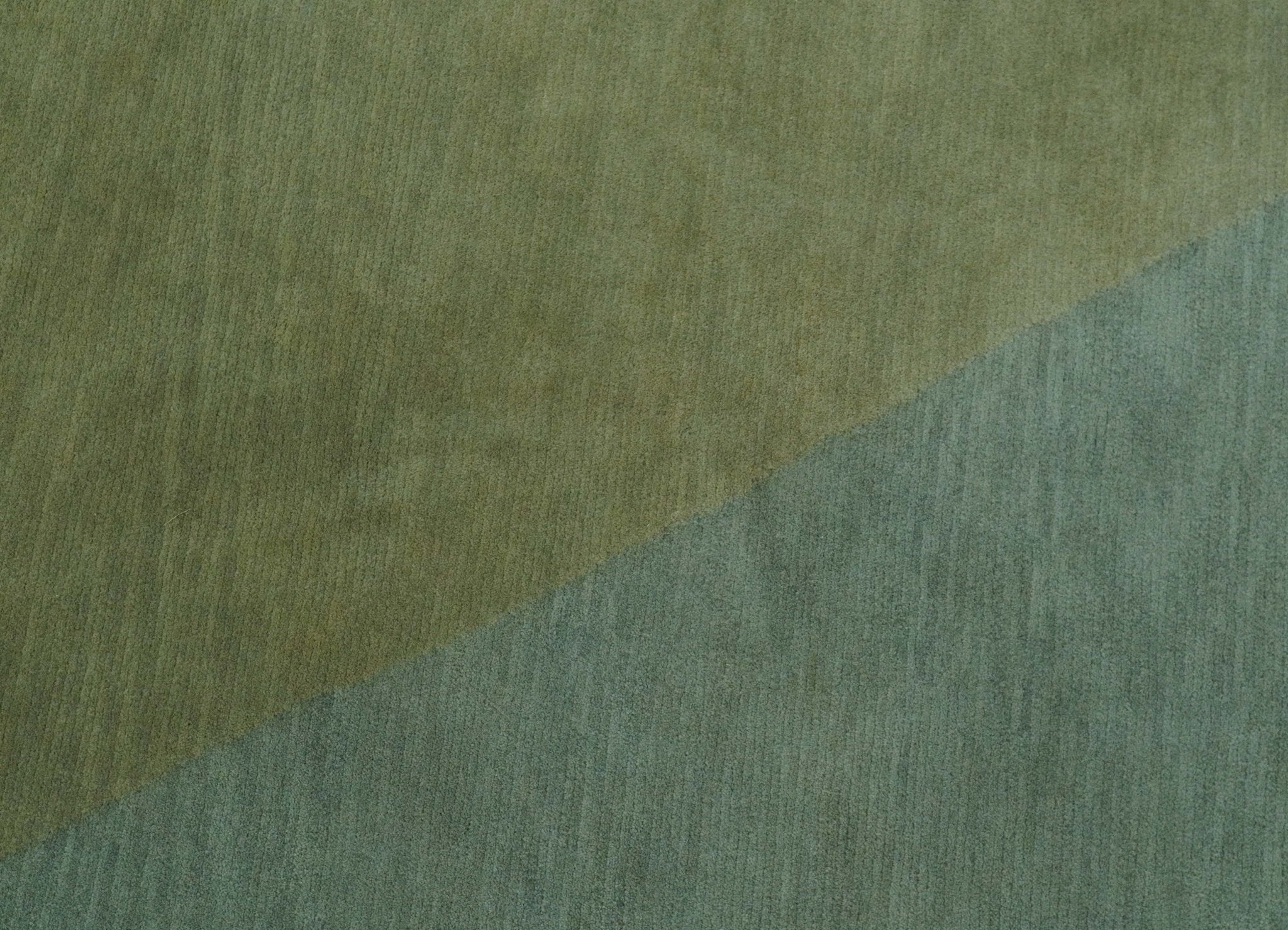 Custom Made Modern Geometrical Design Green And Gray Hand knotted wool Area Rug - Image 4