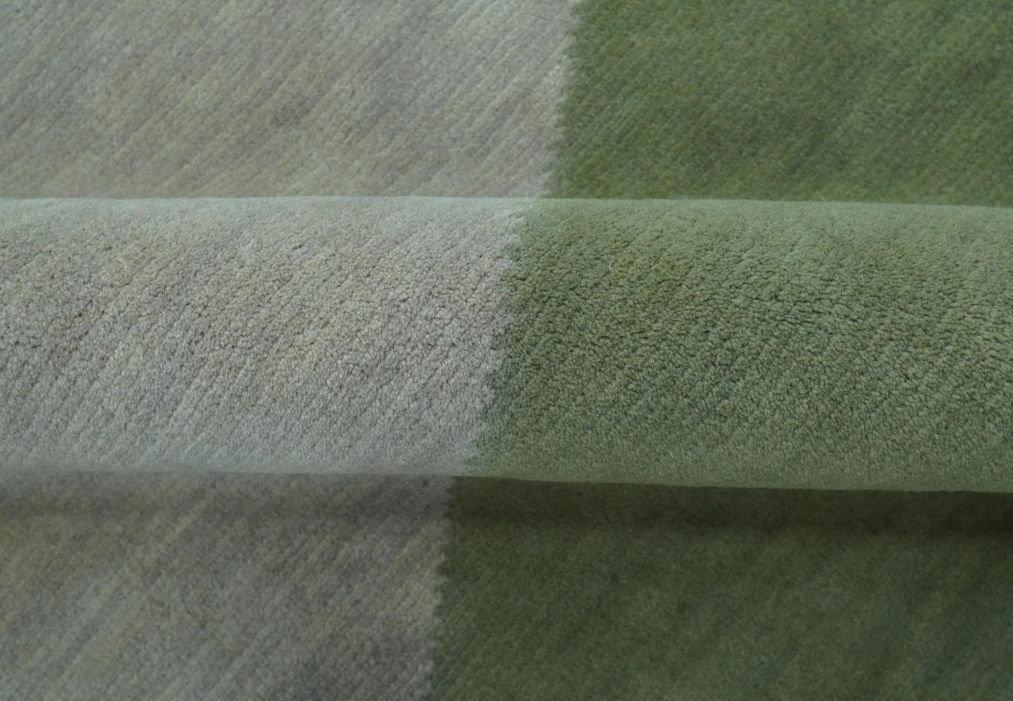 Custom Made Modern Geometrical Design Green And Gray Hand knotted wool Area Rug - Image 5
