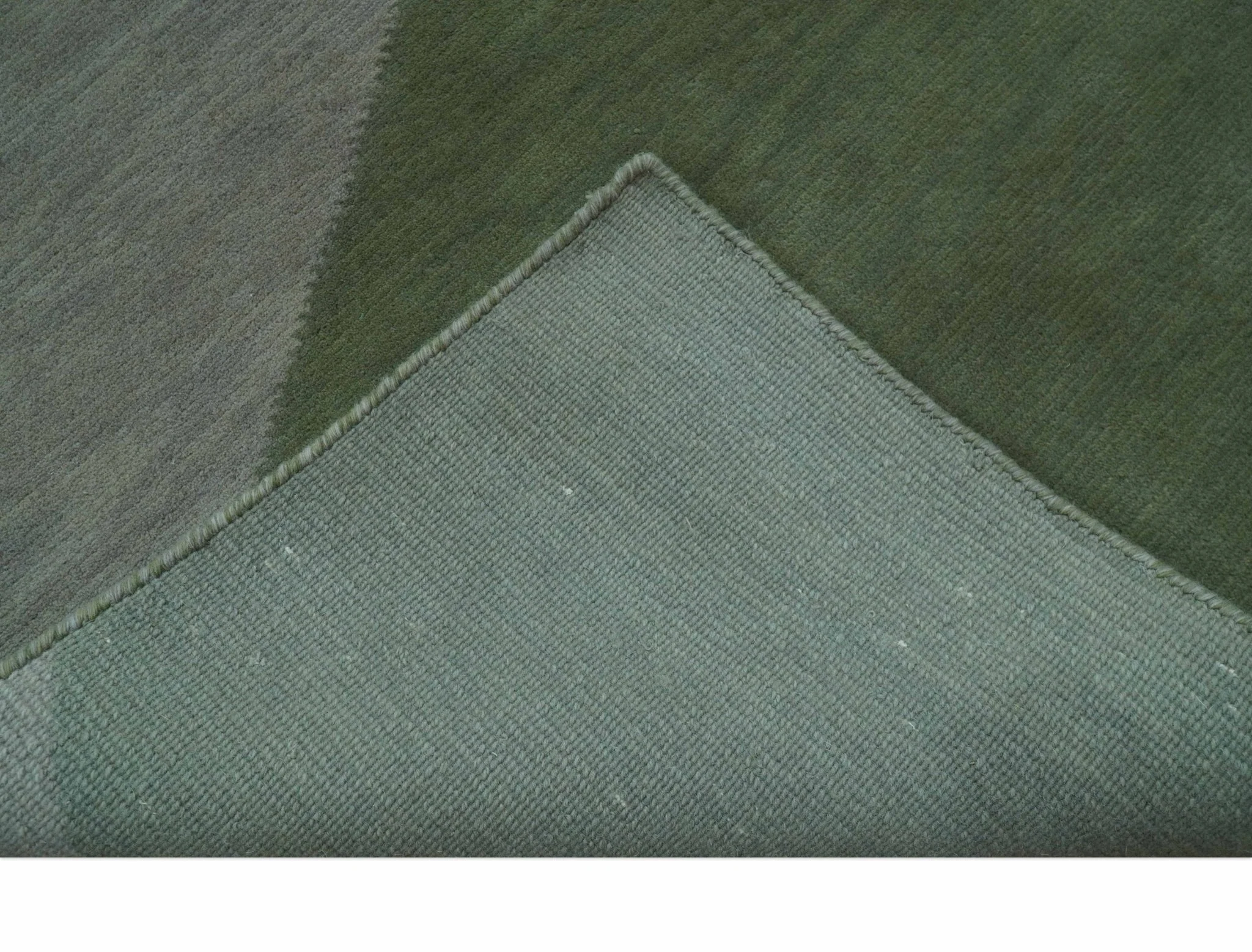 Custom Made Modern Geometrical Design Green And Gray Hand knotted wool Area Rug - Image 6