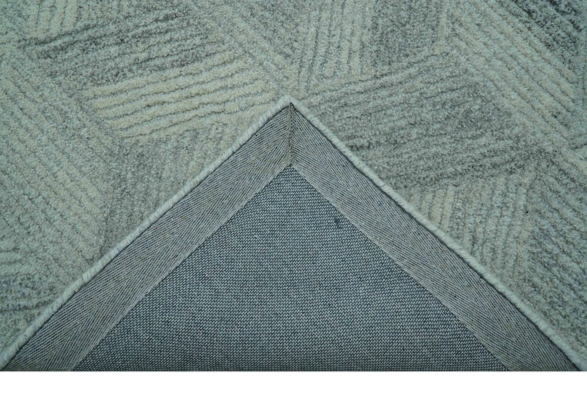 Custom Made Modern Geometrical Gray Hand Tufted Natural Wool Area Rug - Image 5