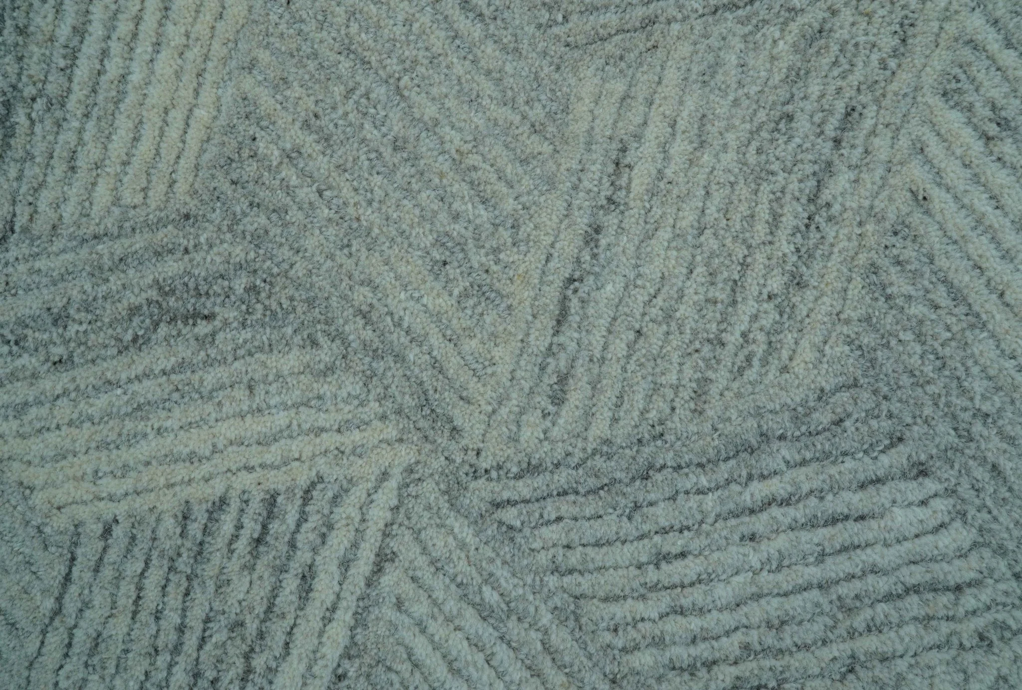 Custom Made Modern Geometrical Gray Hand Tufted Natural Wool Area Rug - Image 8