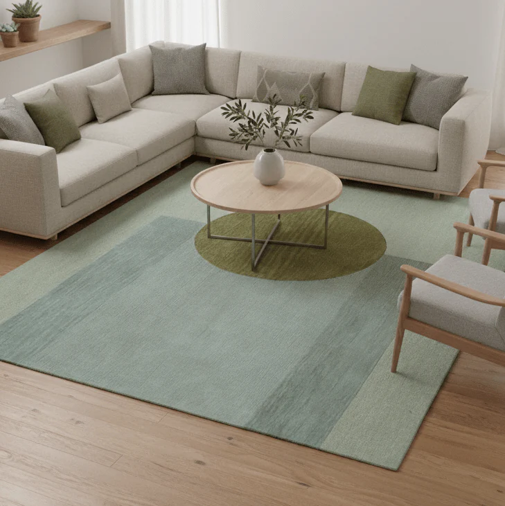 Azure Custom Made Modern Design Beige And Gray Hand Tufted Wool Rug - Image 2