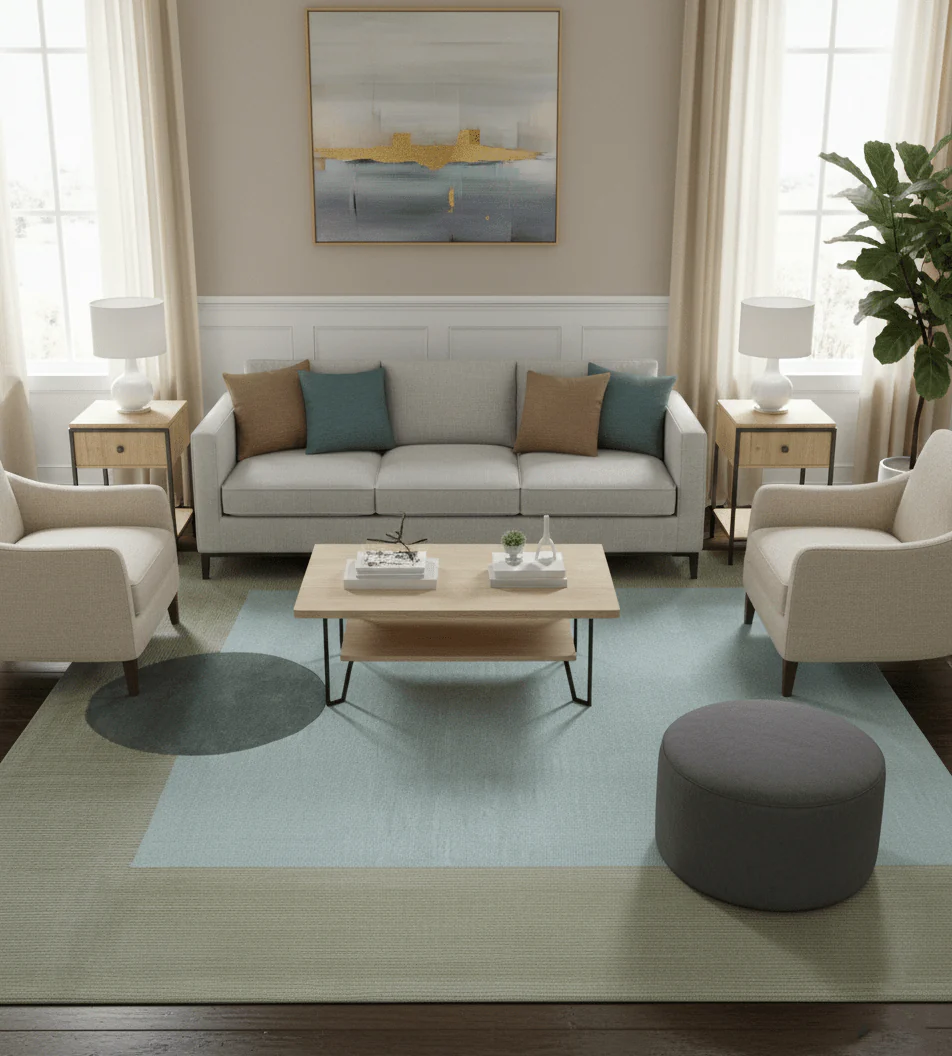 Azure Custom Made Modern Design Gray and Brown Hand Tufted Wool Rug - Image 2