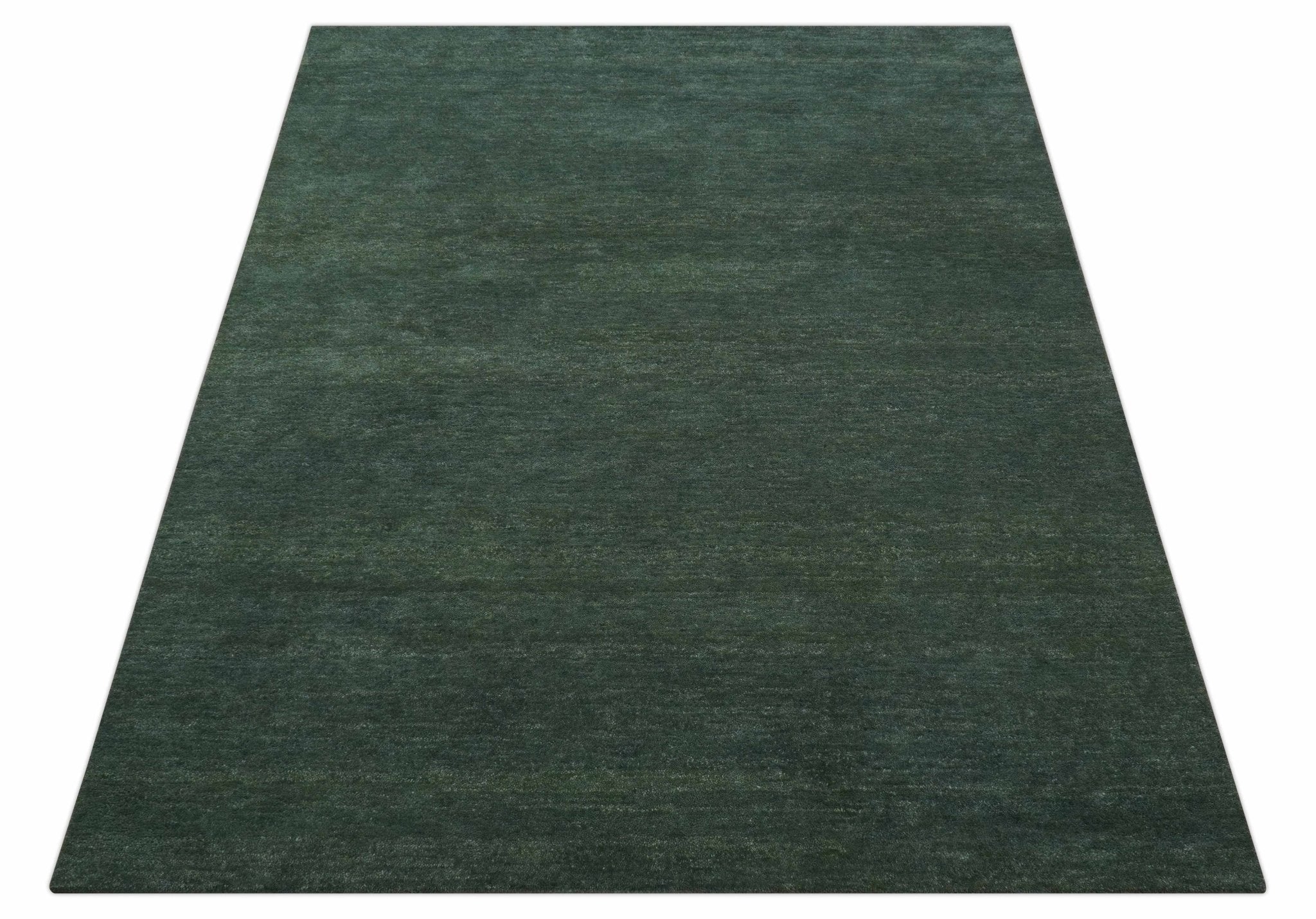 Custom Made Modern Solid Green Hand Tufted Wool Area Rug - Image 11