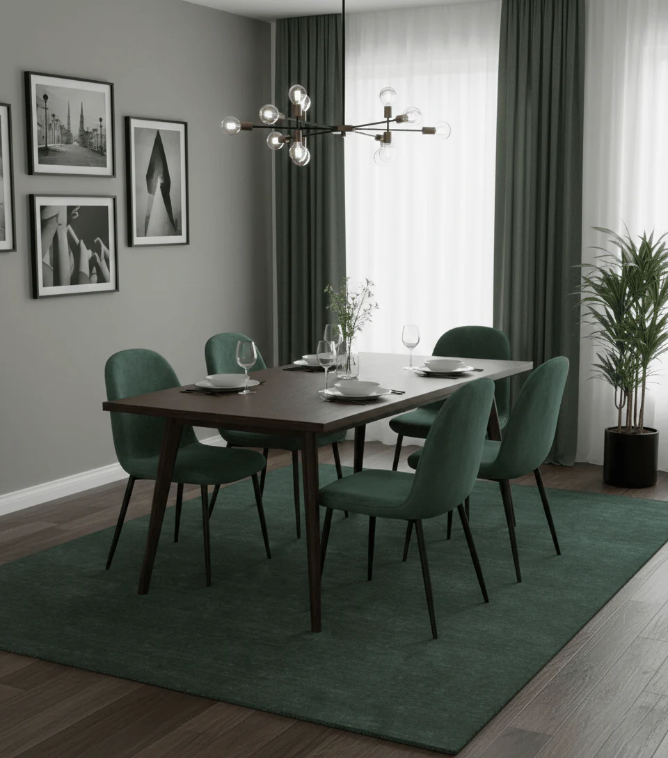 Custom Made Modern Solid Green Hand Tufted Wool Area Rug - Image 2